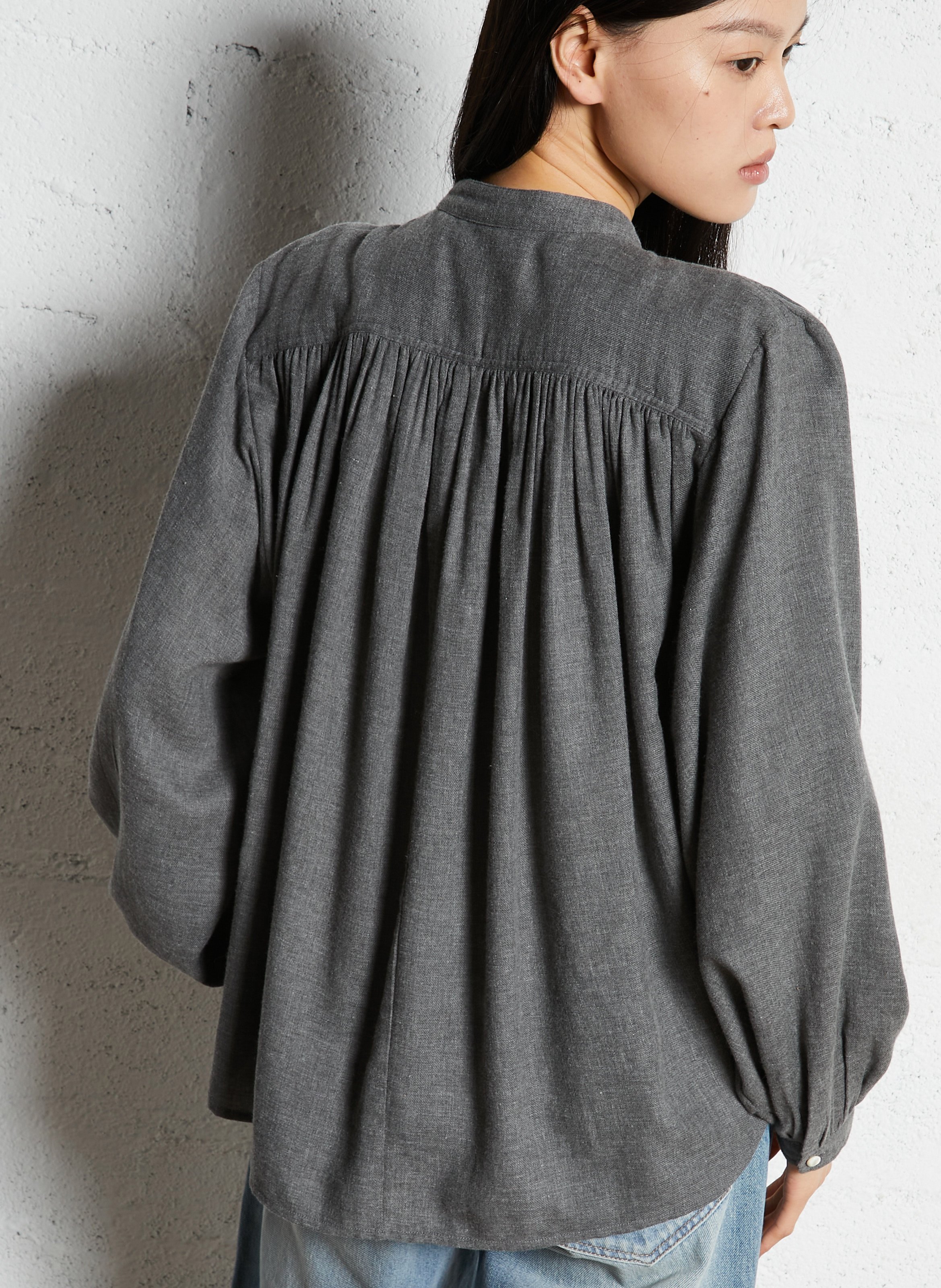 Kurzes Baumwollkleid mit Rundhalsausschnitt LAURENCE BRAS Grau