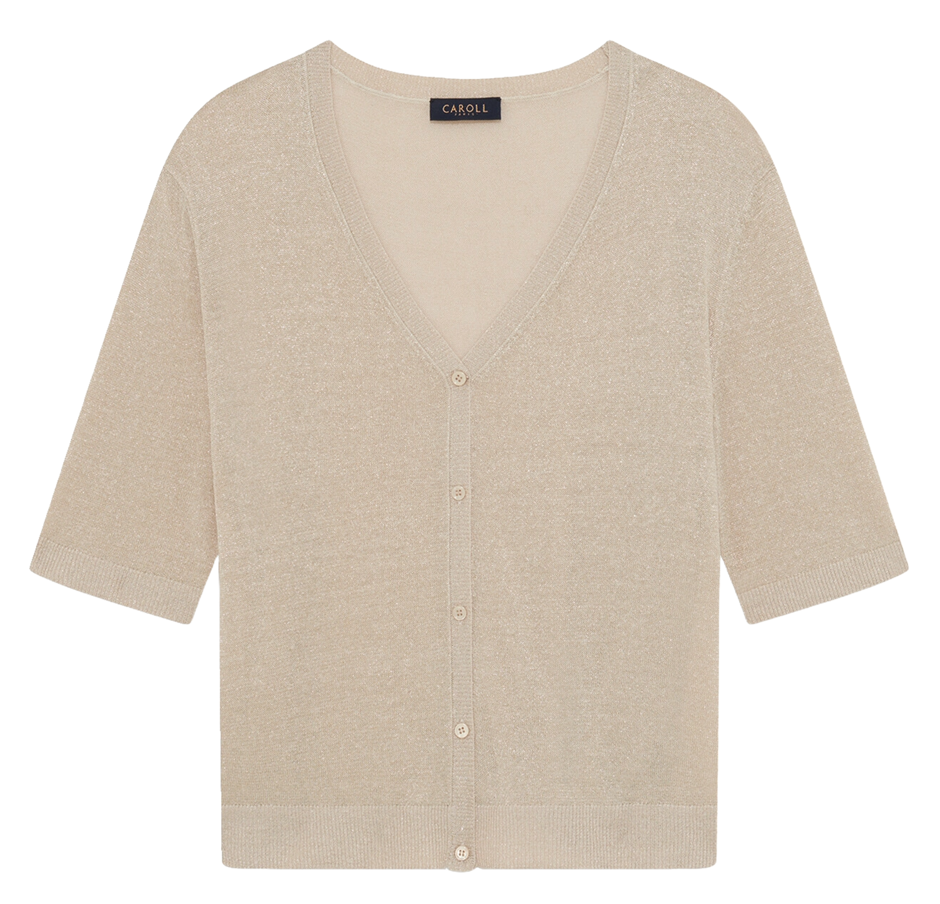 Cardigan met V-hals en korte mouwen Beige