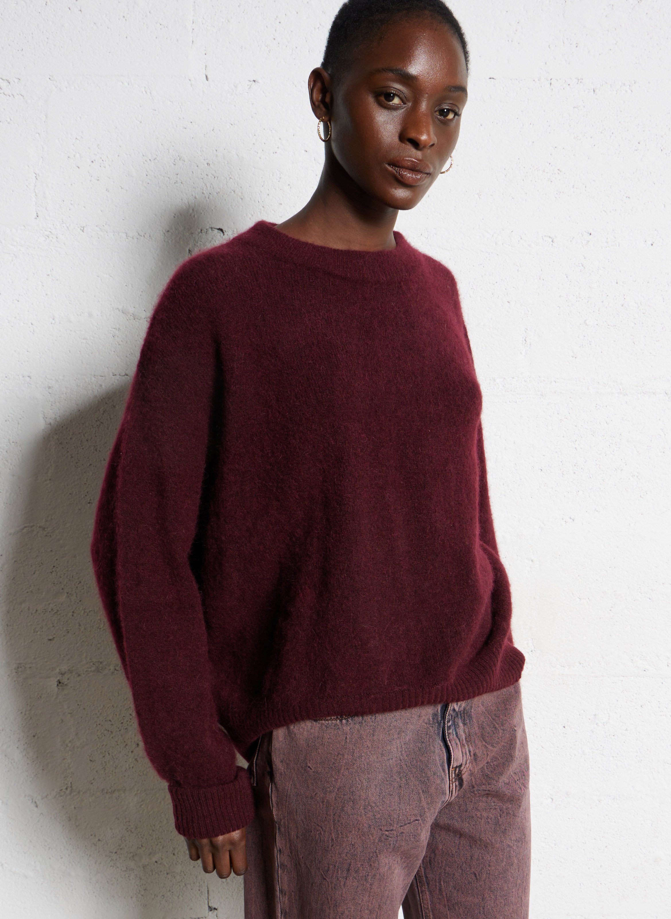 Weit geschnittener Rundhalspullover aus Wollmix AMERICAN VINTAGE Rot