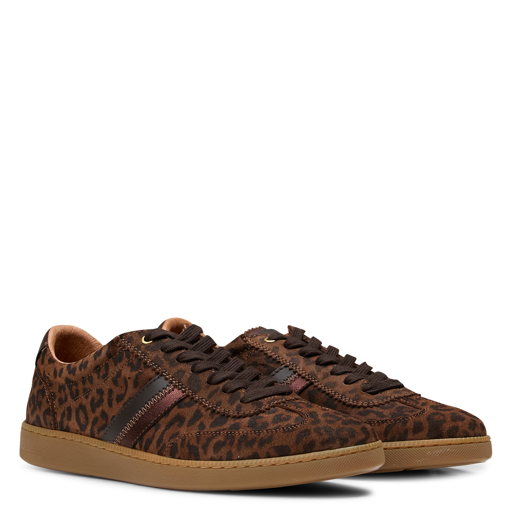 Leopard low-top sneakers in leather BOCAGE Brown