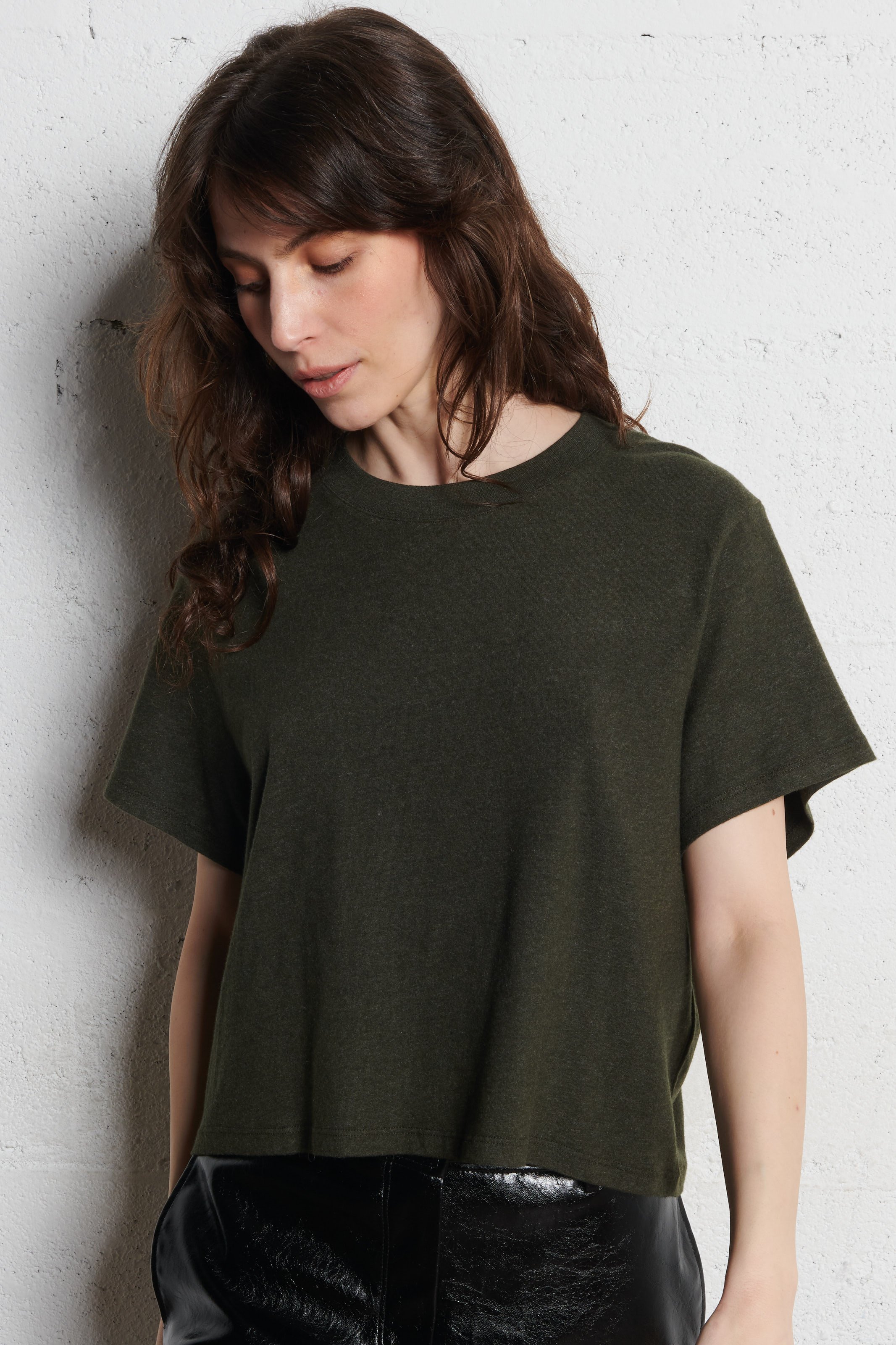 T-shirt met ronde hals | katoenblend met chiné-effect AMERICAN VINTAGE