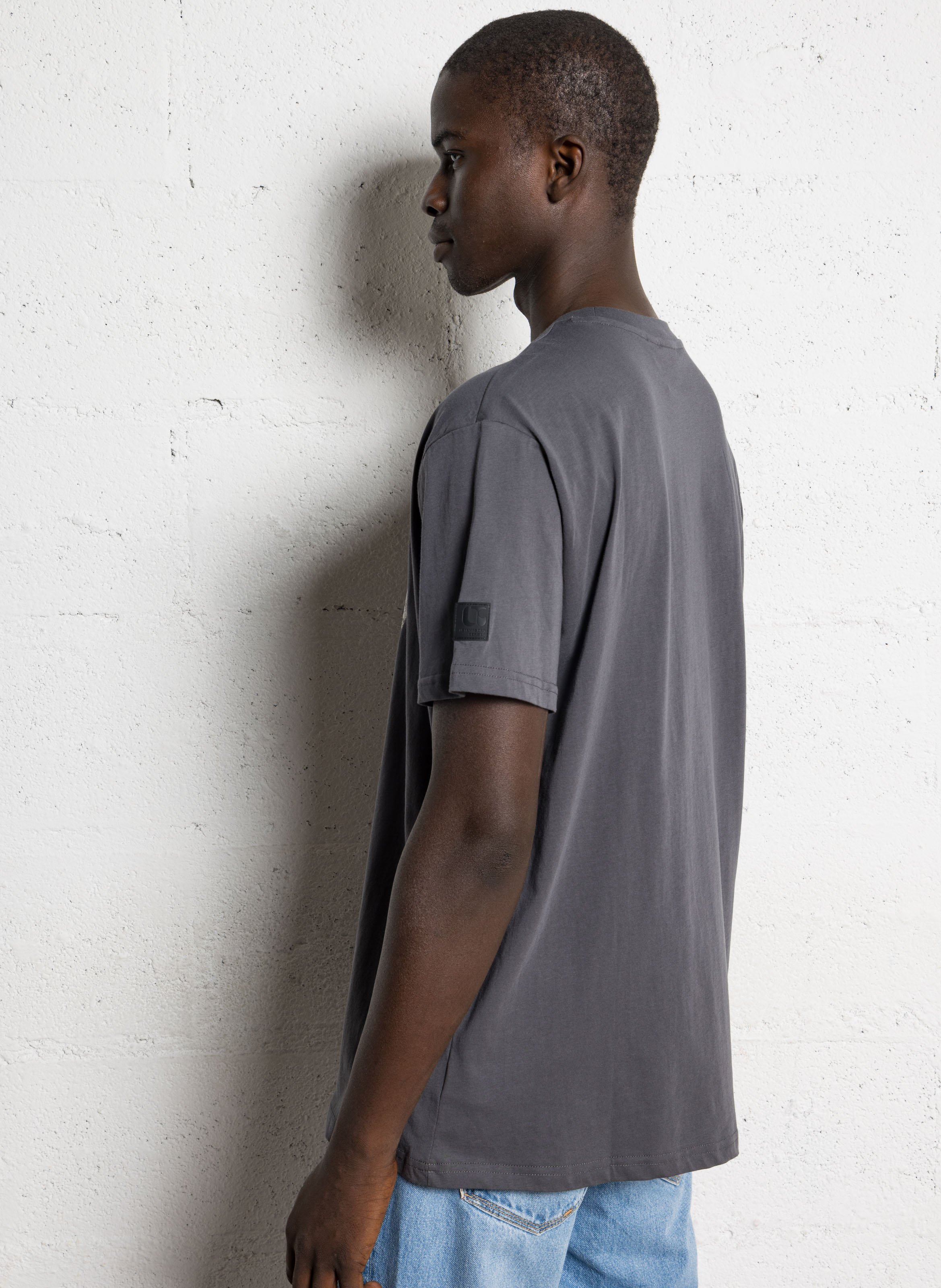 Tee-shirt ample sérigraphié en coton Gris