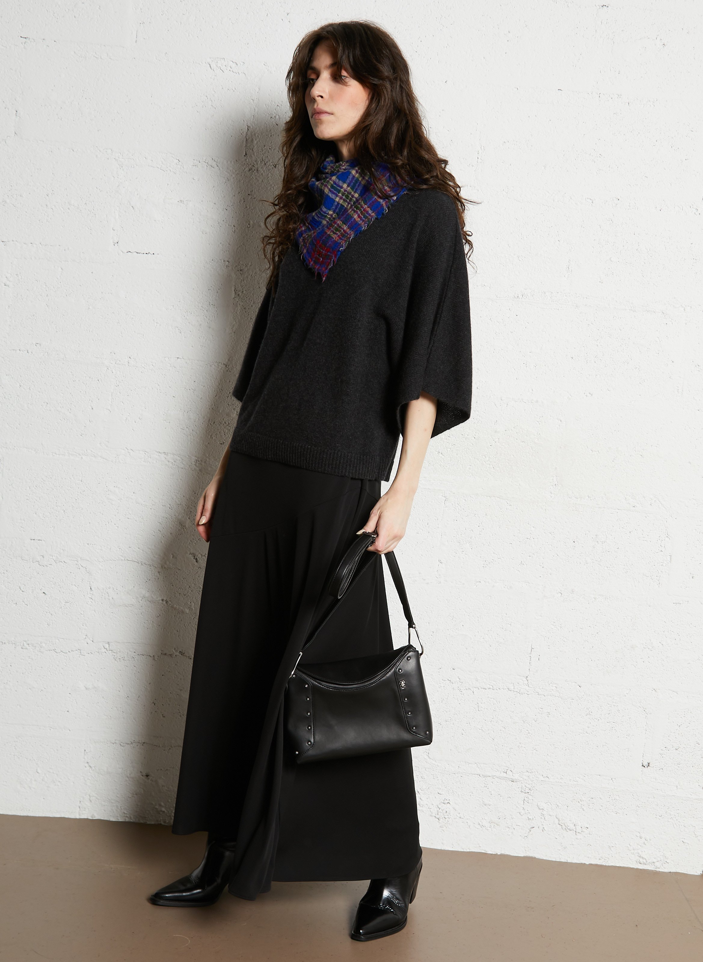 Sac bandoulière en cuir mélangé CLARIS VIROT Noir