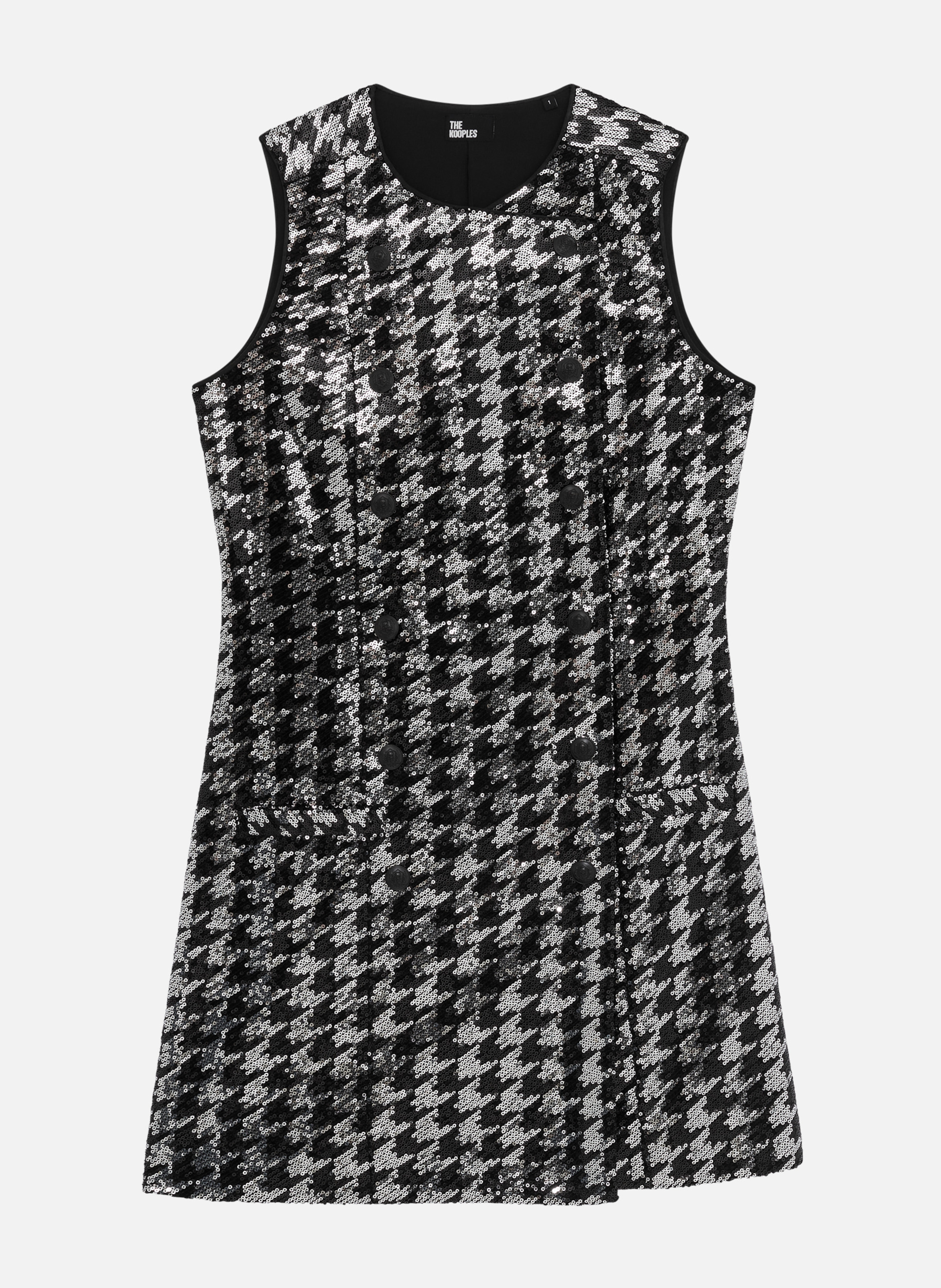 Short houndstooth dress with sequins THE KOOPLES Black