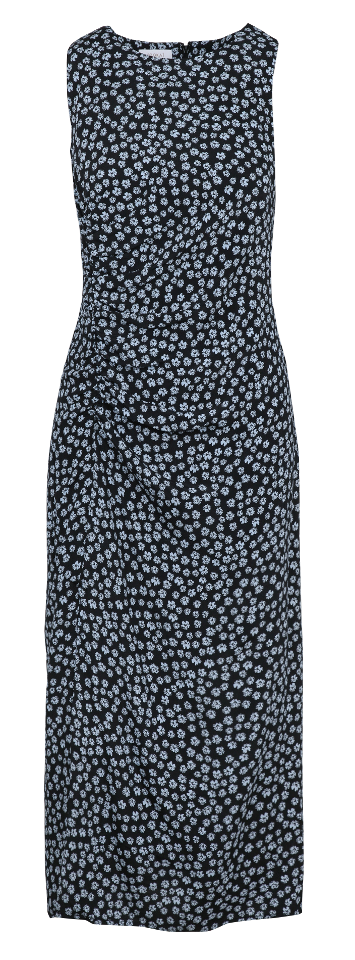 Midi jurk met gedrapeerd bloemenpatroon KOOKAI Zwart