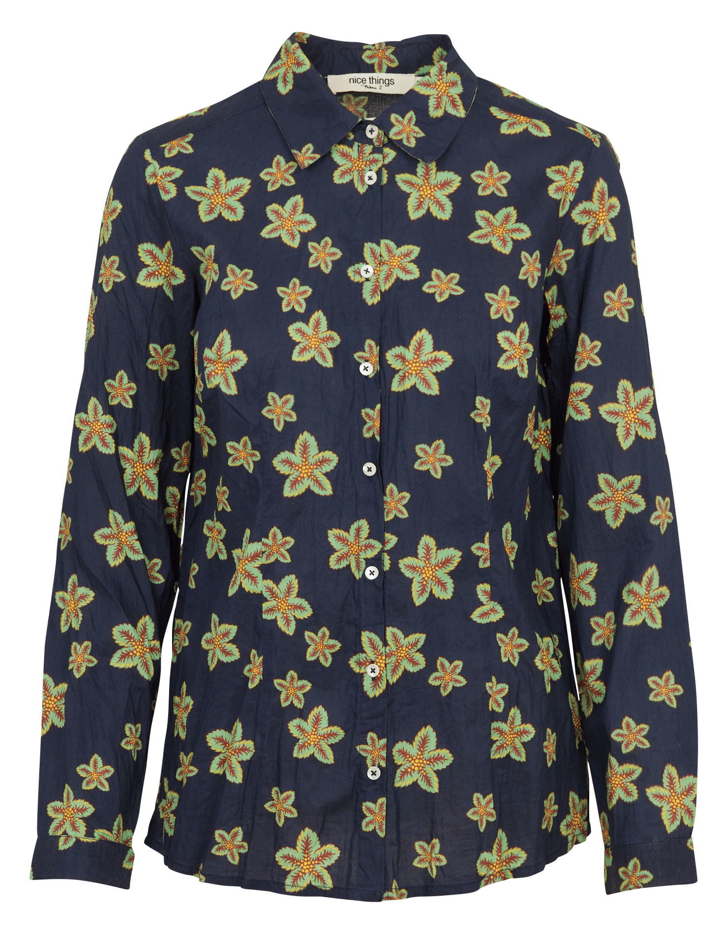 Chemise col classique imprimée en coton NICE THINGS Bleu