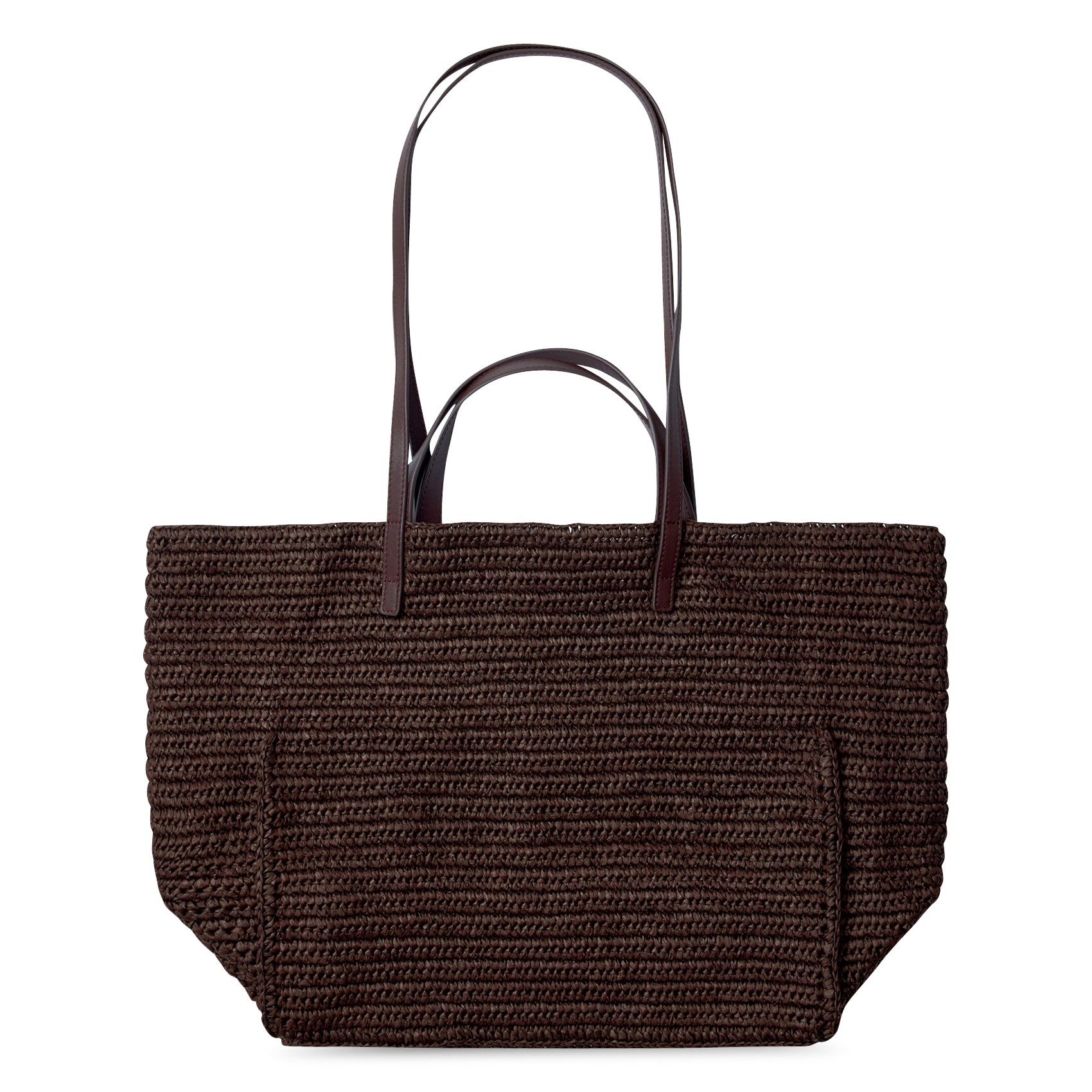 Plain straw tote bag SELECTED Brown