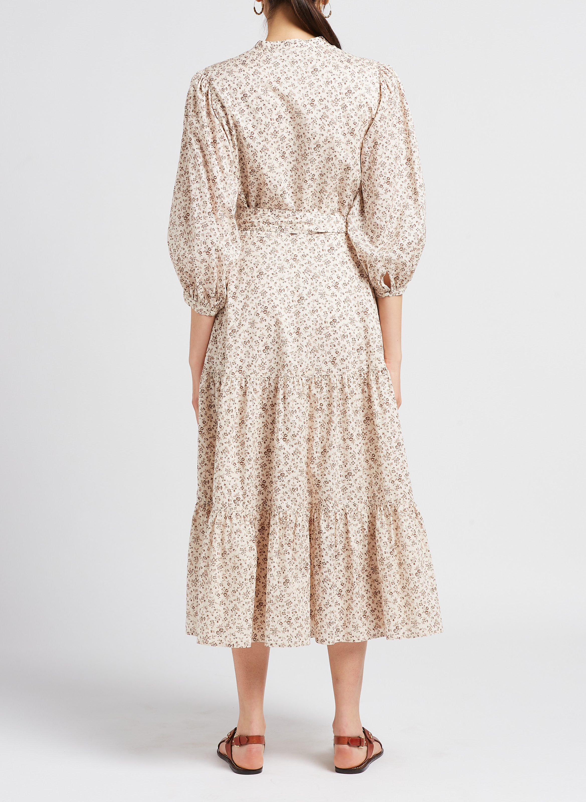Robe longue imprimé floral en coton  POLO RALPH LAUREN Beige