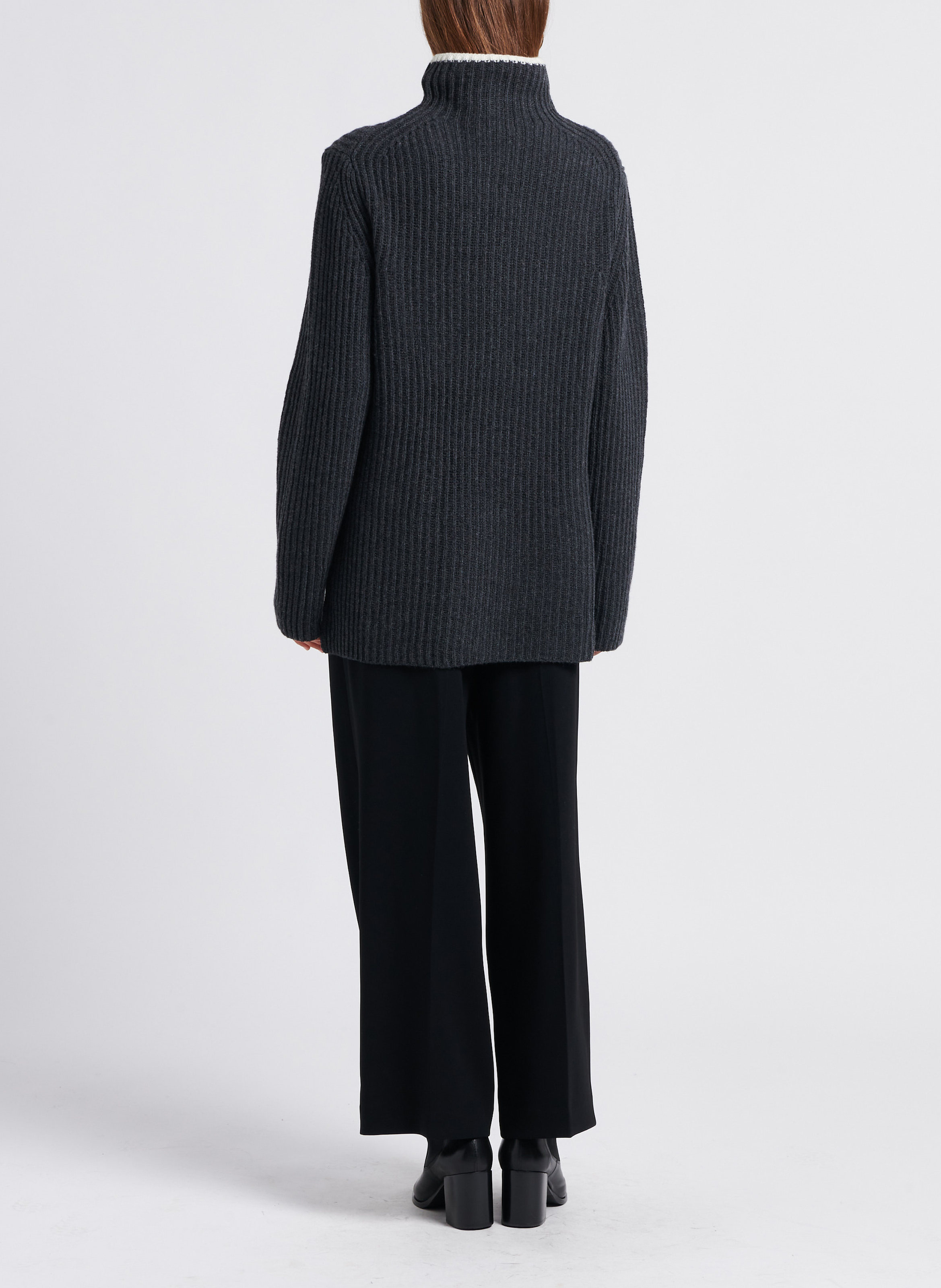 Lange jas van wolmix met opstaande kraag THEORY Grijs