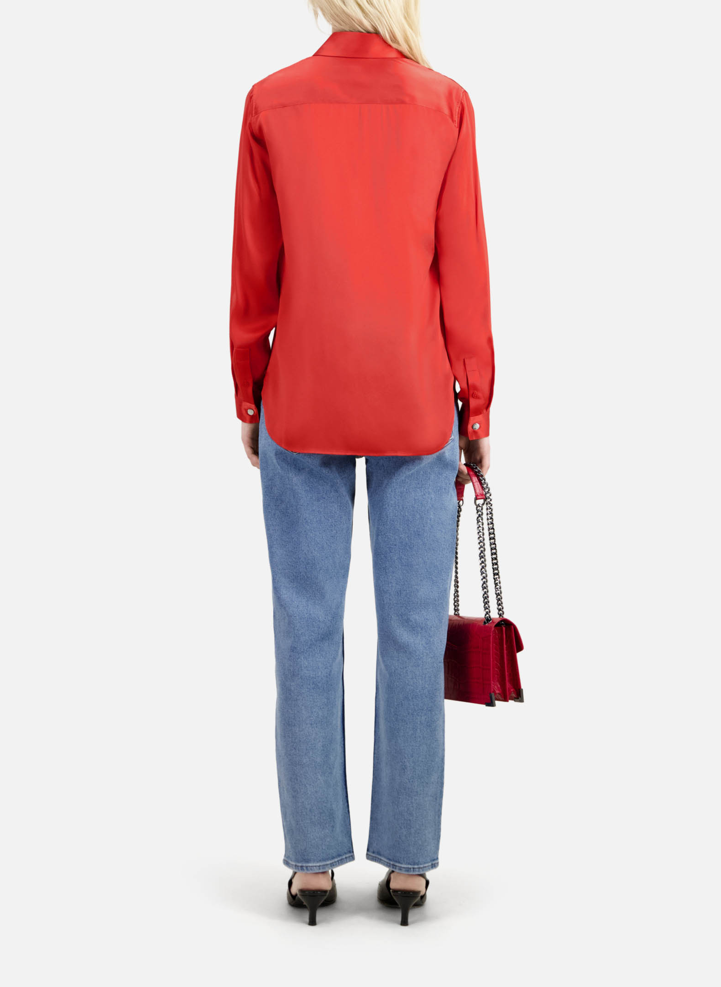 Chemise col classique en soie THE KOOPLES Rouge