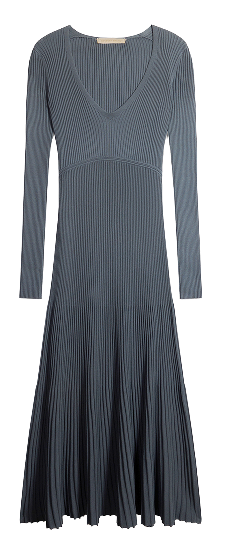 Jurk met V-hals en aansluitende pasvorm in gebreide stof VANESSA BRUNO Grijs