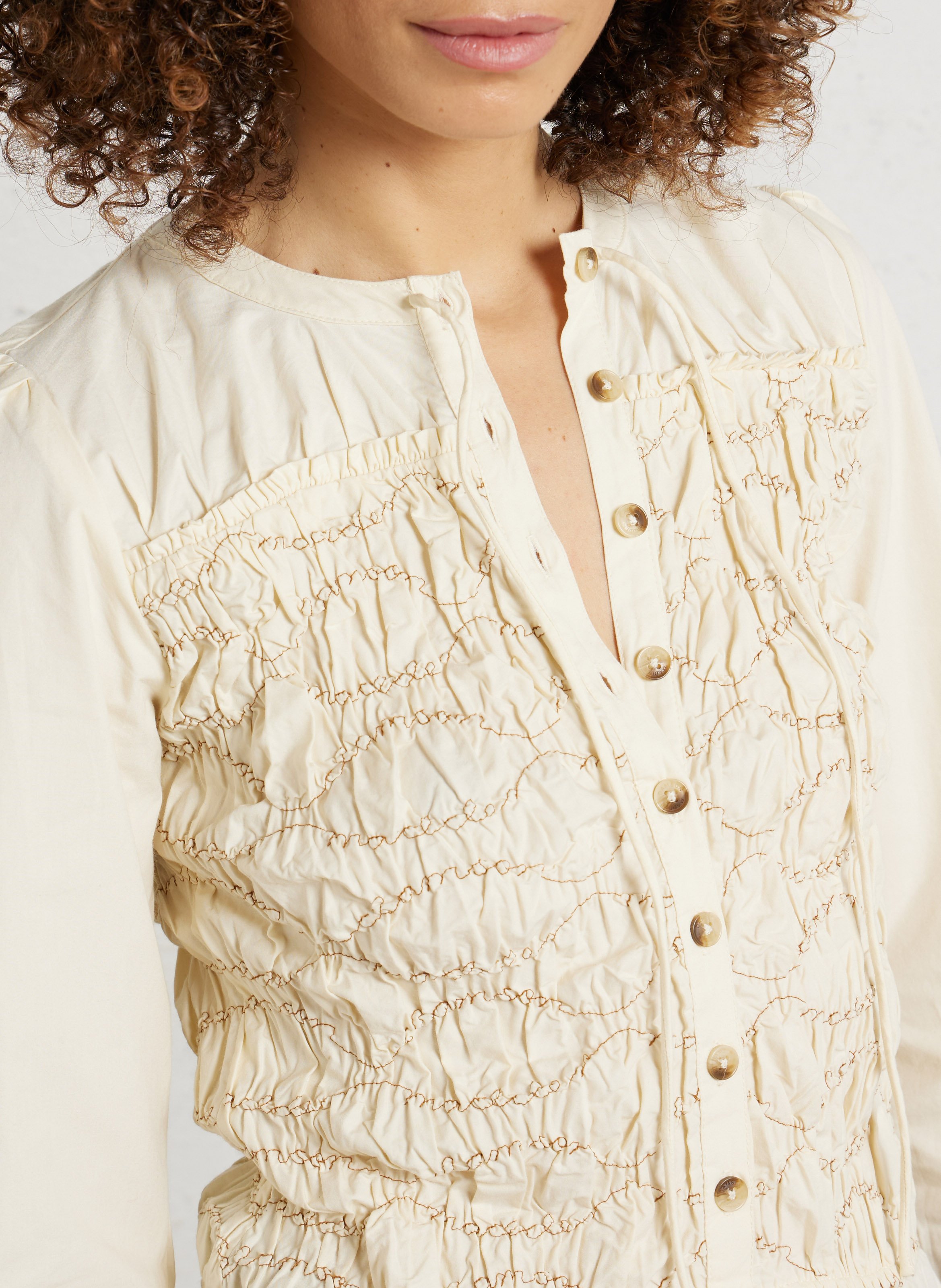 Eng anliegendes Bio-Baumwoll-T-Shirt mit Rundhalsausschnitt DAMSON MADDER Beige