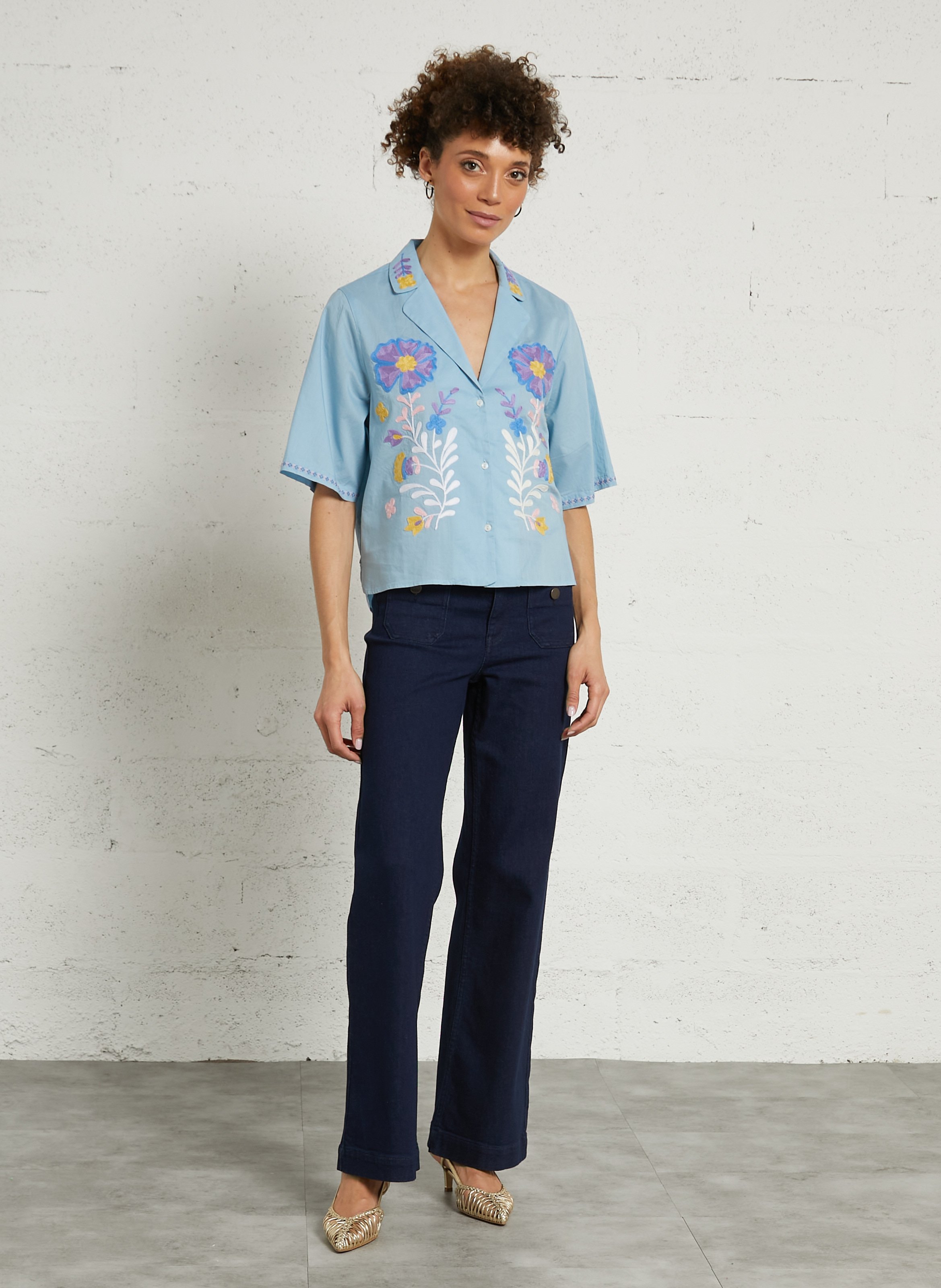 Gerade geschnittene Hose mit mittelhoher Taille in einfarbig MAISON 123 Blau