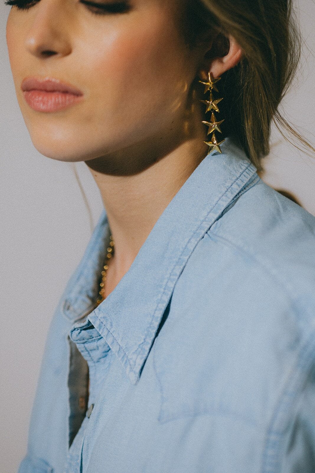 Silver-plated star drop stud earrings MONSIEUR SIMONE Silver