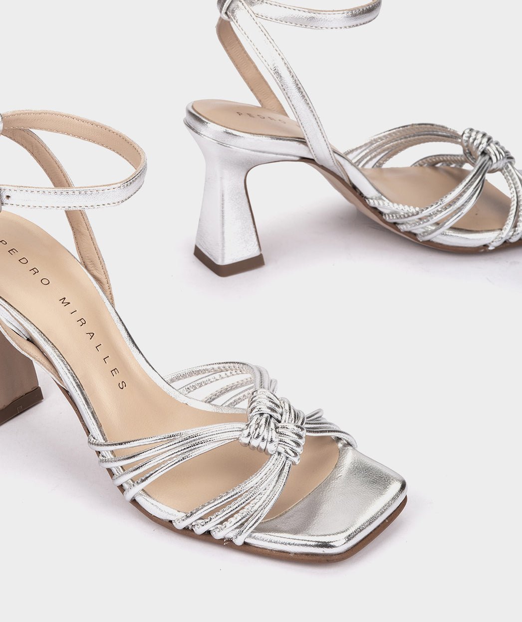 Metallic leather high heel sandals. PEDRO MIRALLES Golden