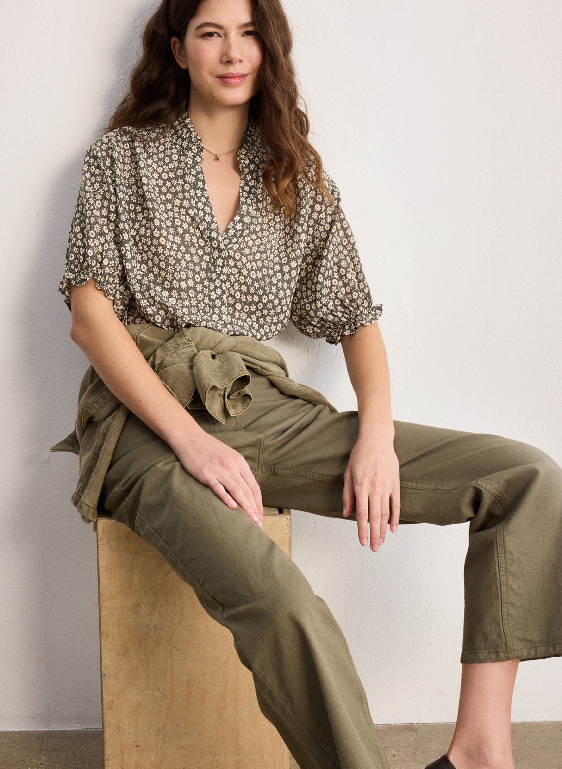 Straight printed blouse PABLO Khaki