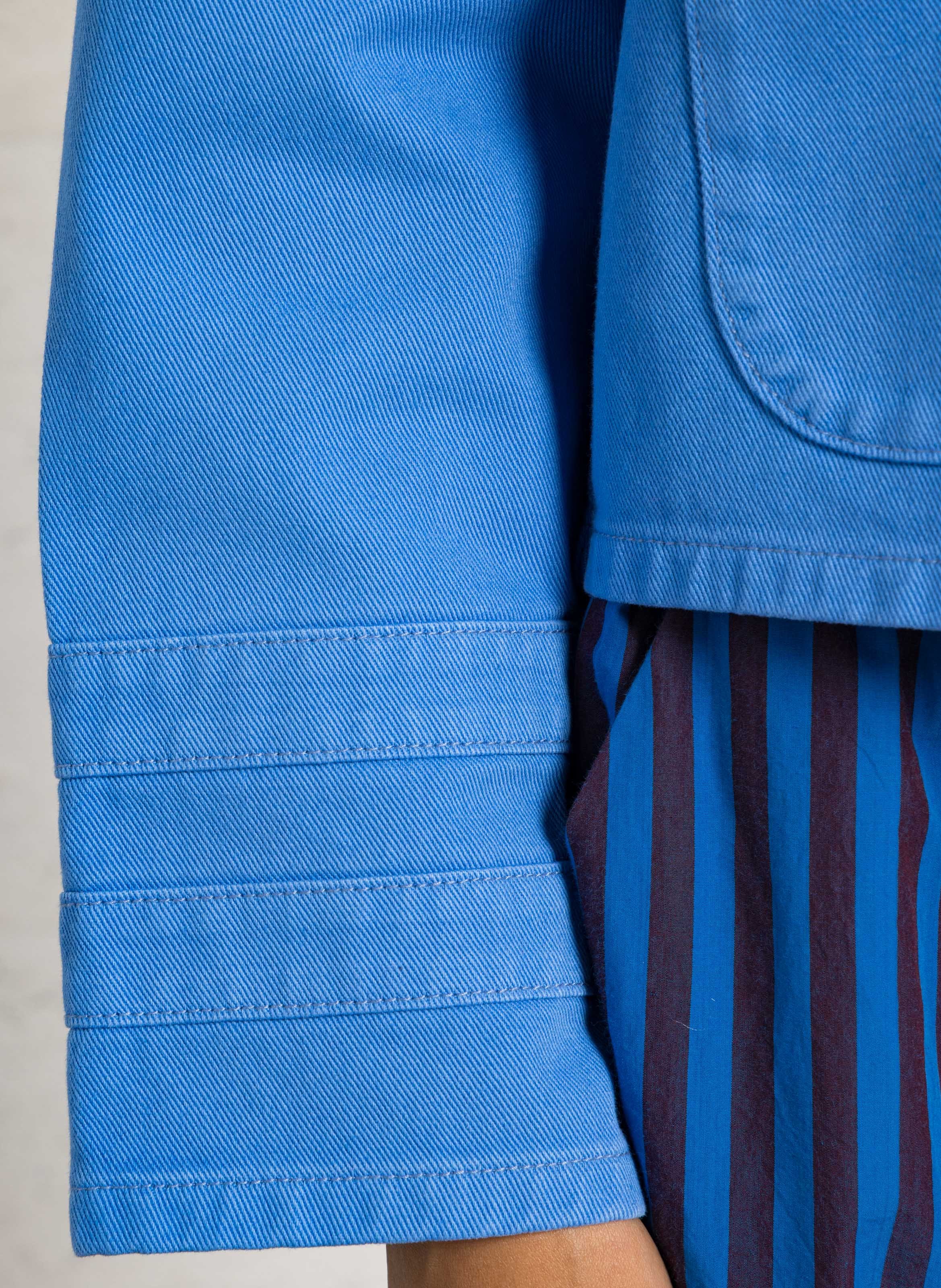 Veste en jean col rond en coton bio STELLA NOVA Bleu