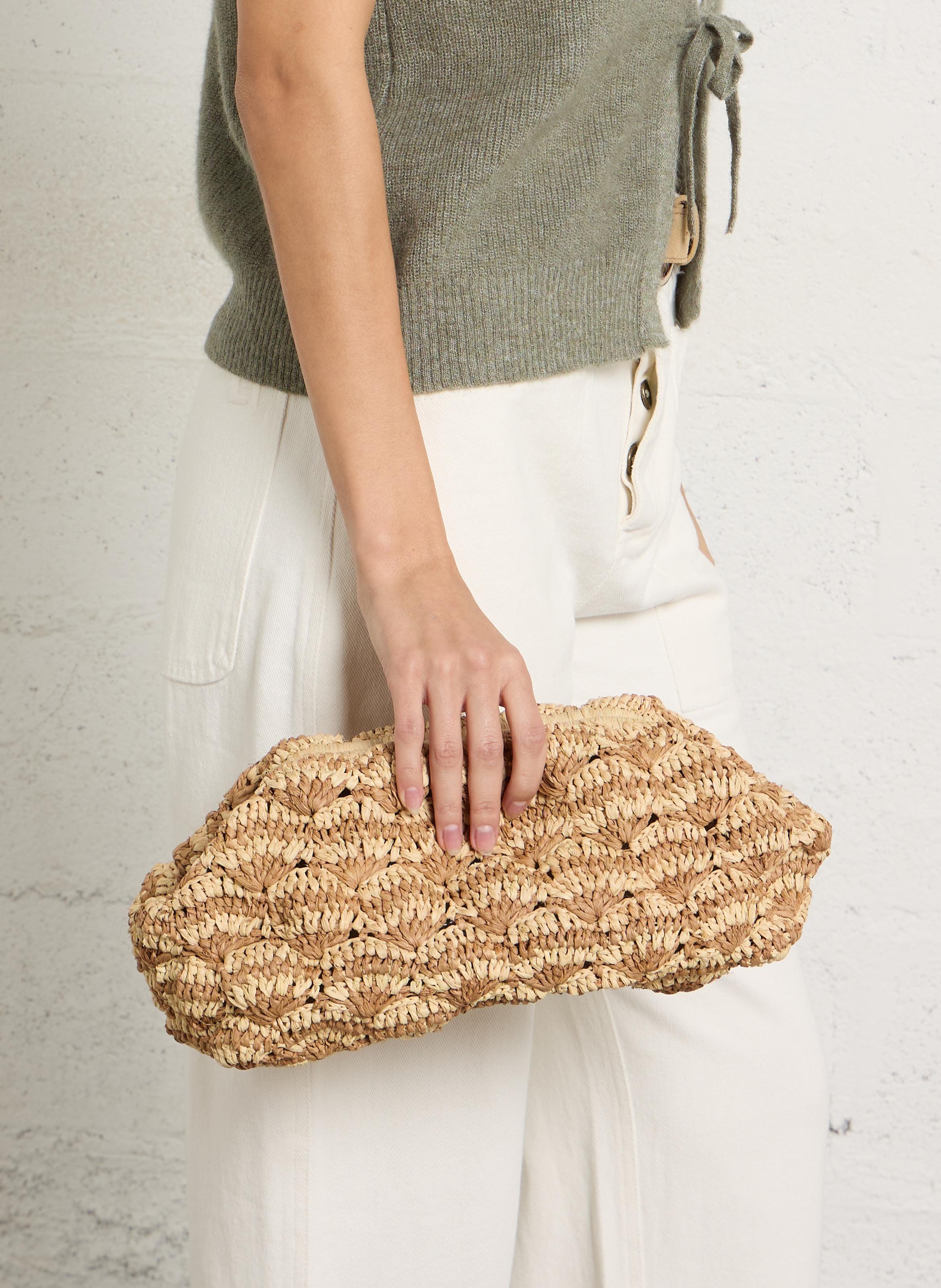 Pochette en raphia CAMALYA Beige
