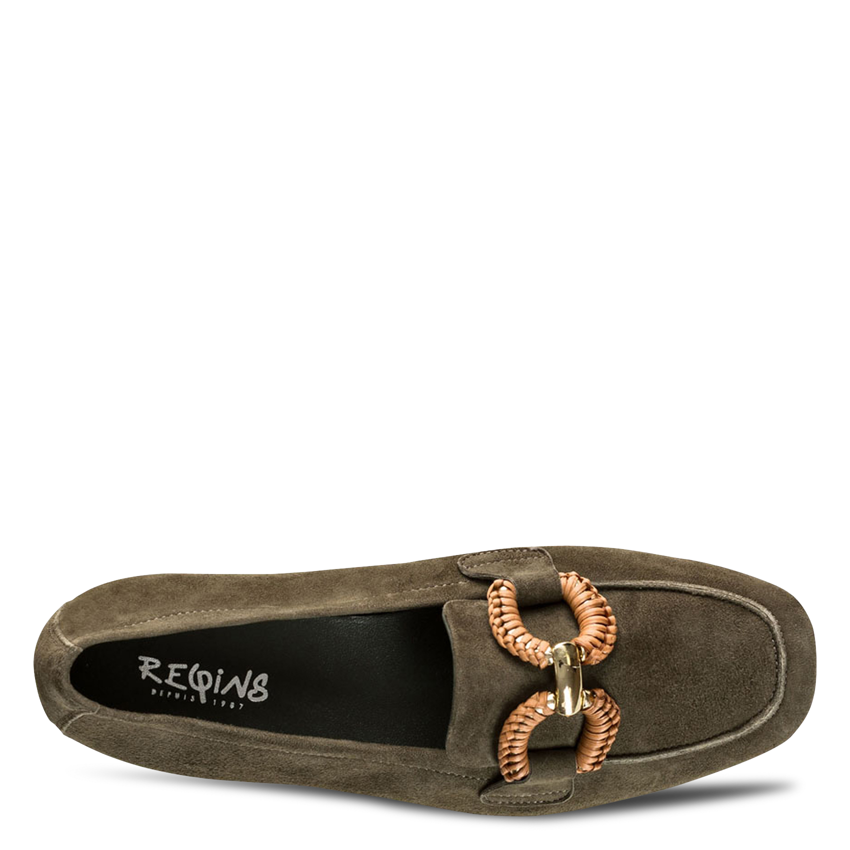 Leather loafers REQINS Khaki