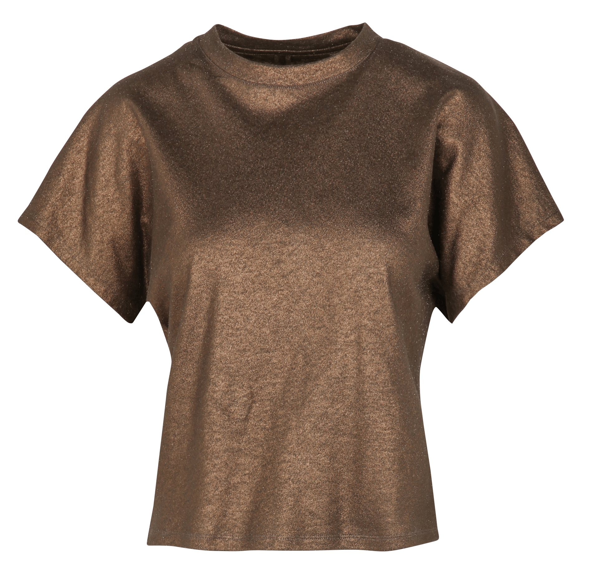 Maglietta aderente con scollo rotondo in cotone e lino MAJESTIC FILATURES Marrone