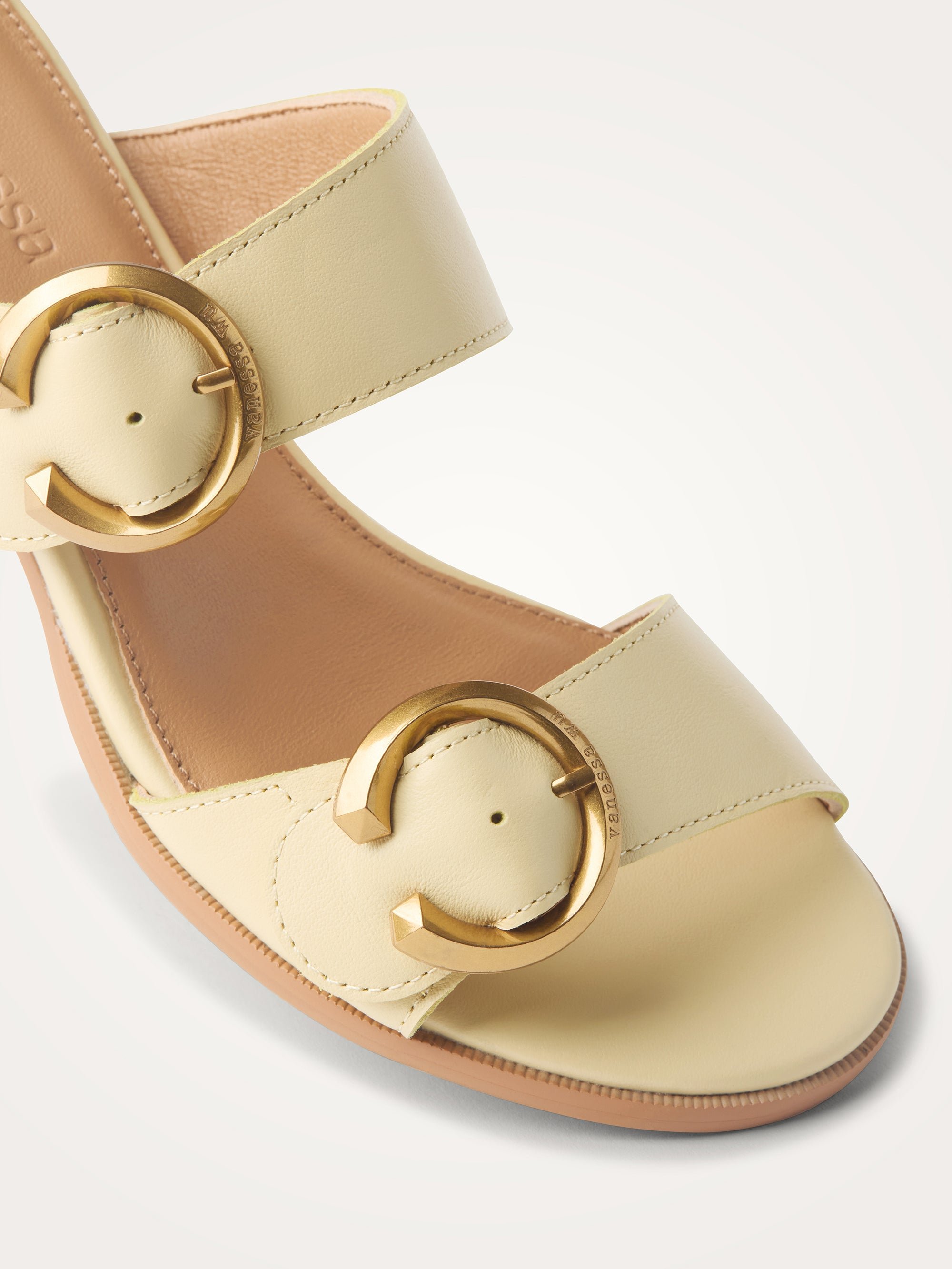 Leather mules with half-moon heel and straps VANESSA WU Yellow