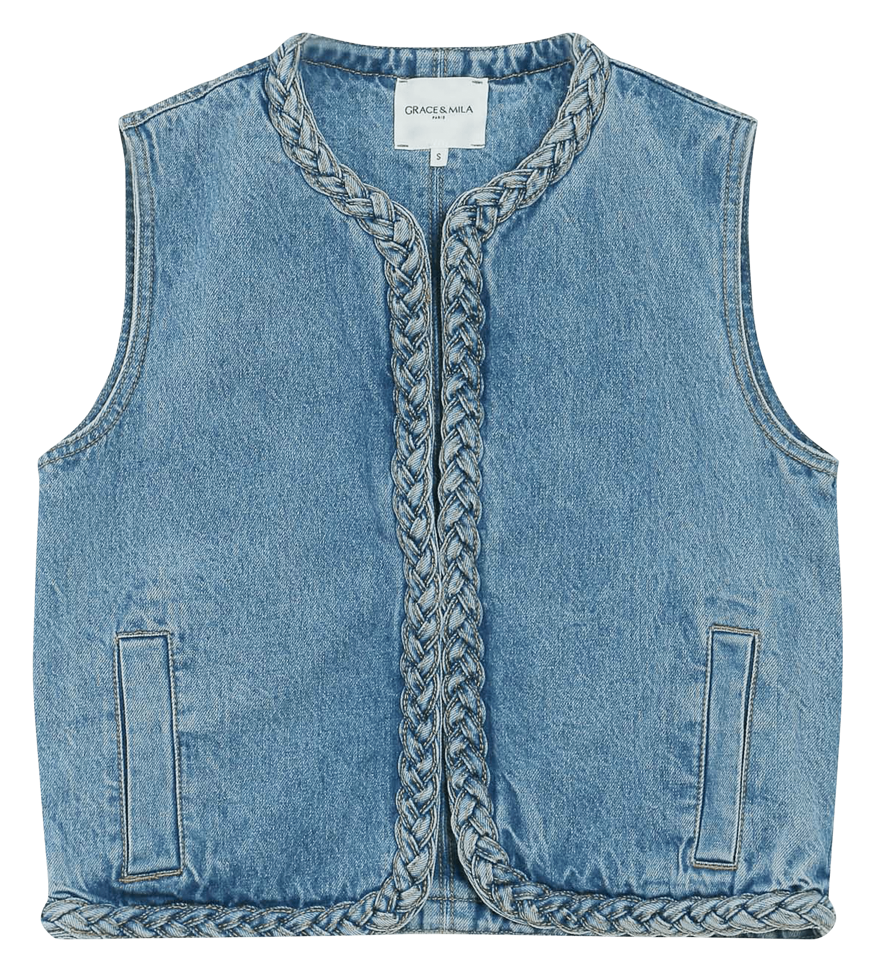 Veste sans manches en denim  GRACE ET MILA Bleu