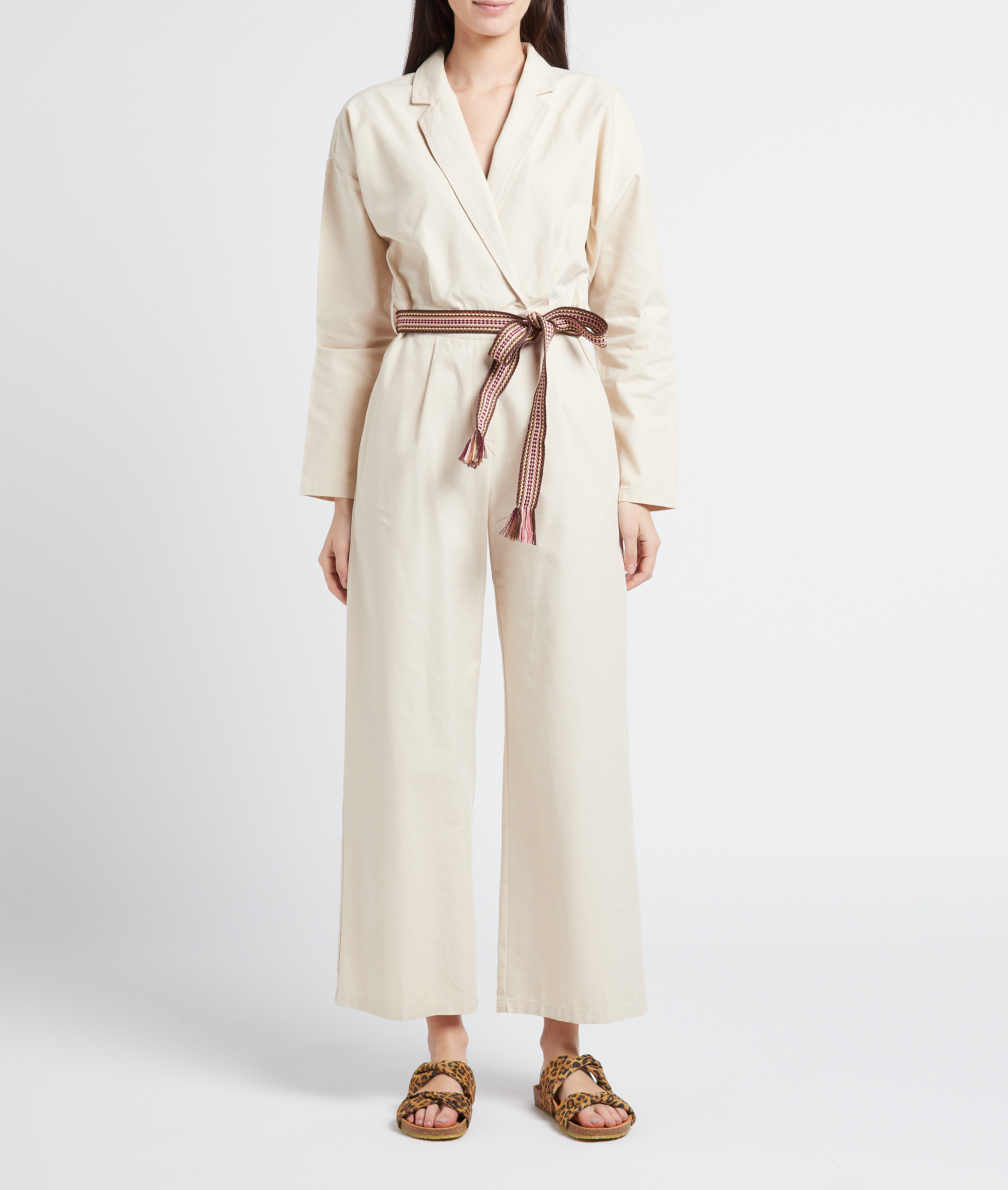 Cotton-blend belted jumpsuit with tailored collar LA PETITE ETOILE
