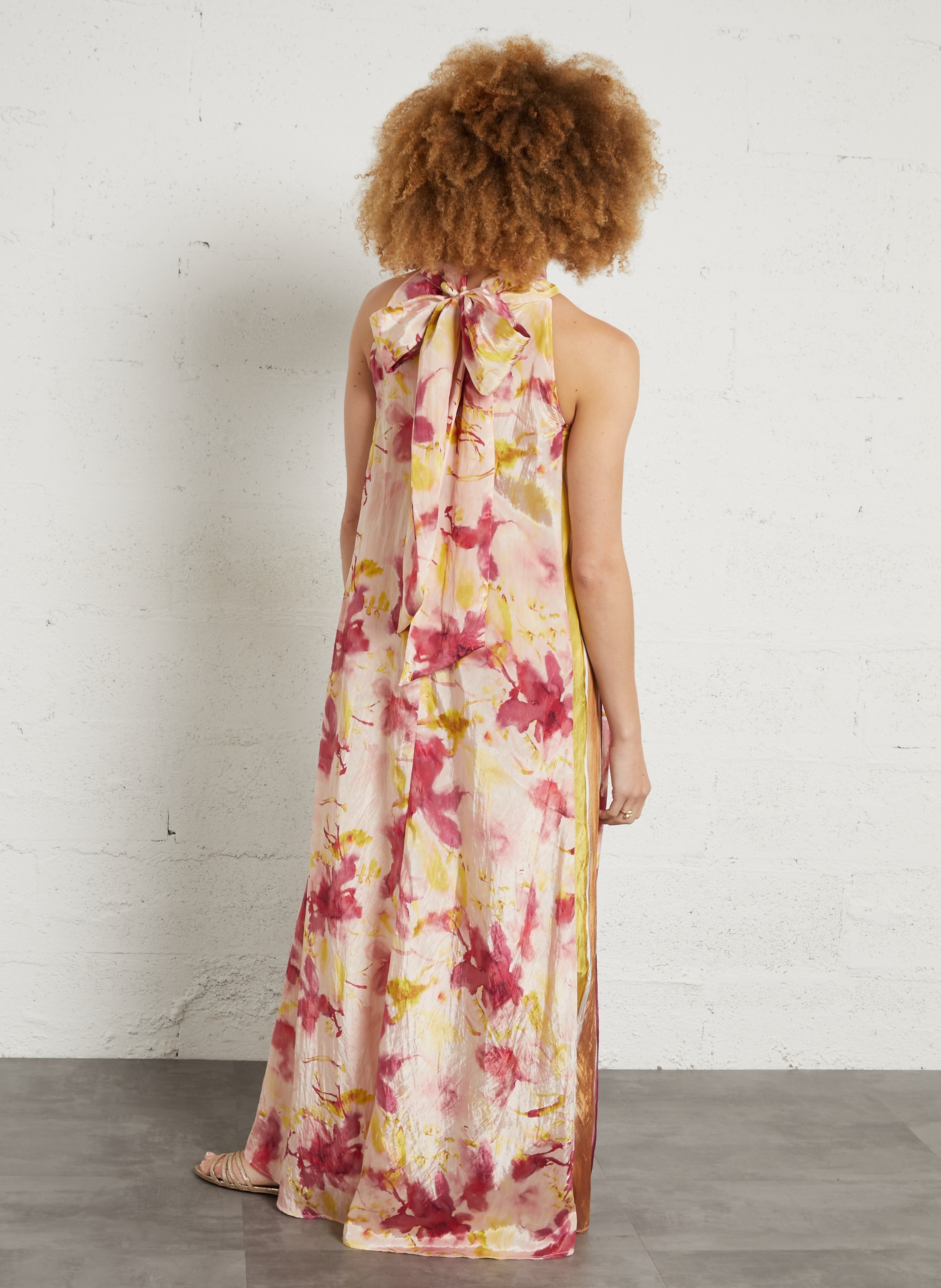 Printed maxi dress with high neck MOMONI Pink