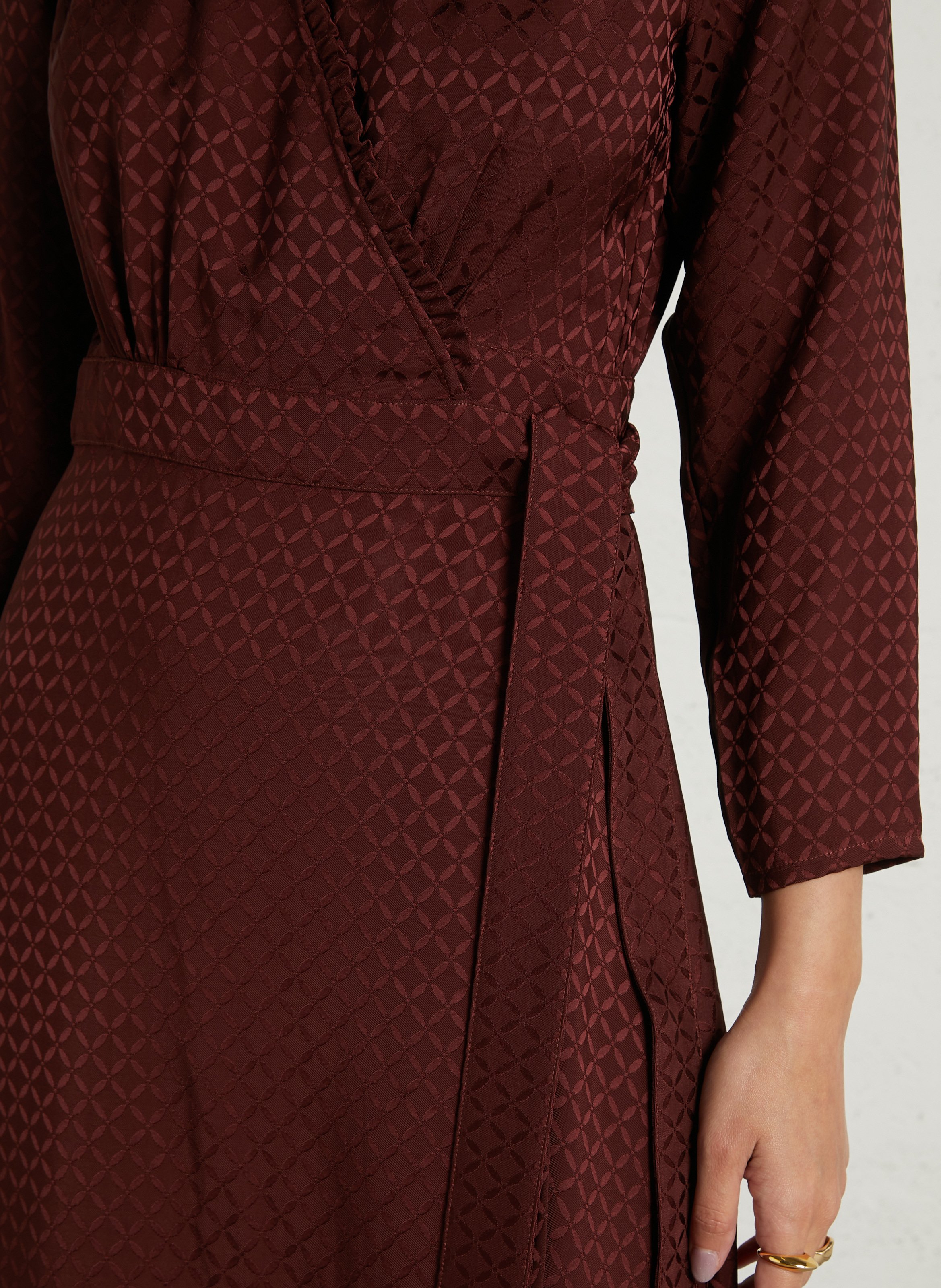 Jacquard midi wrap dress SUNCOO Plums