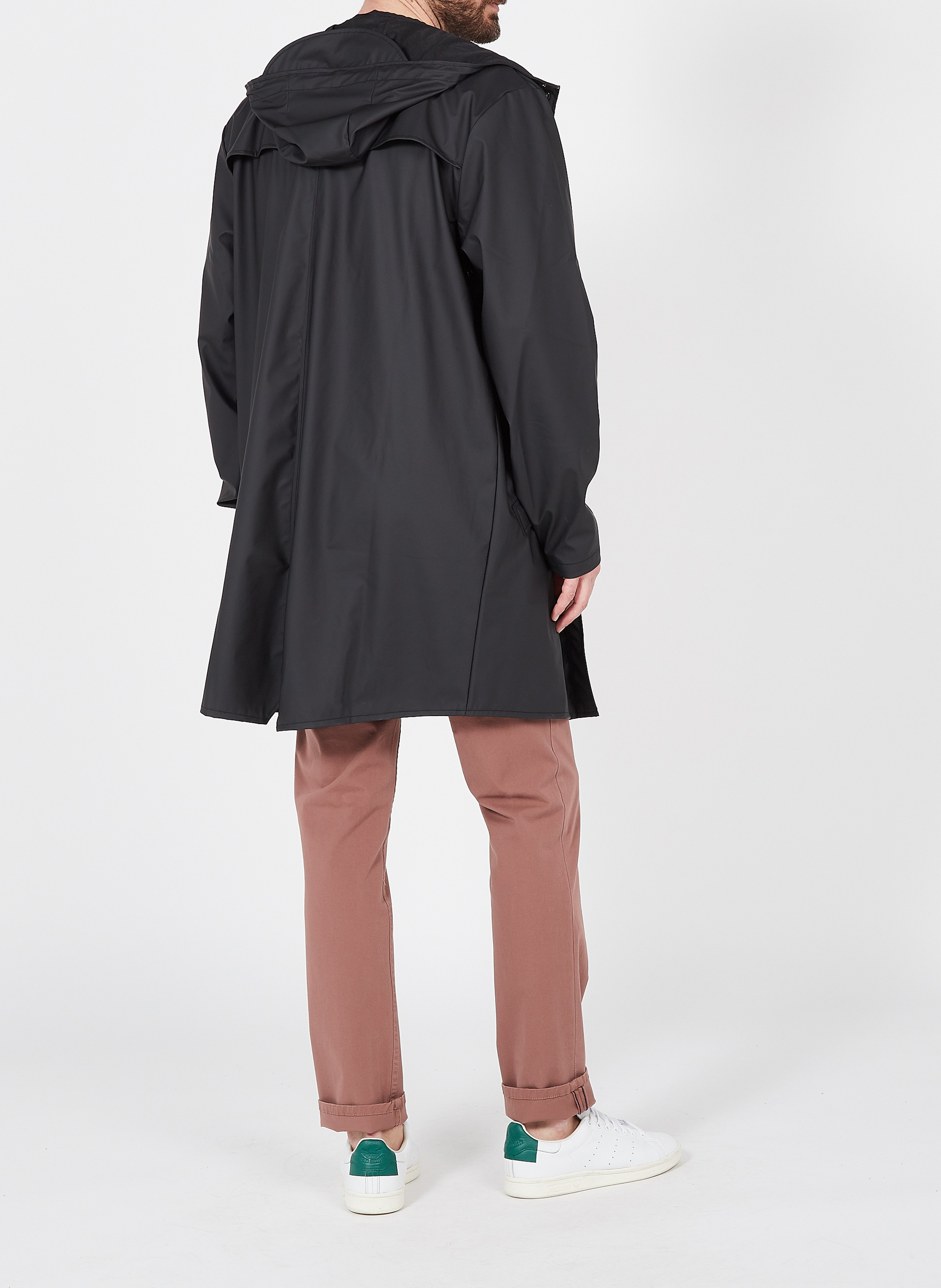 Lange, wasserabweisende Windjacke mit Kapuze RAINS Schwarz