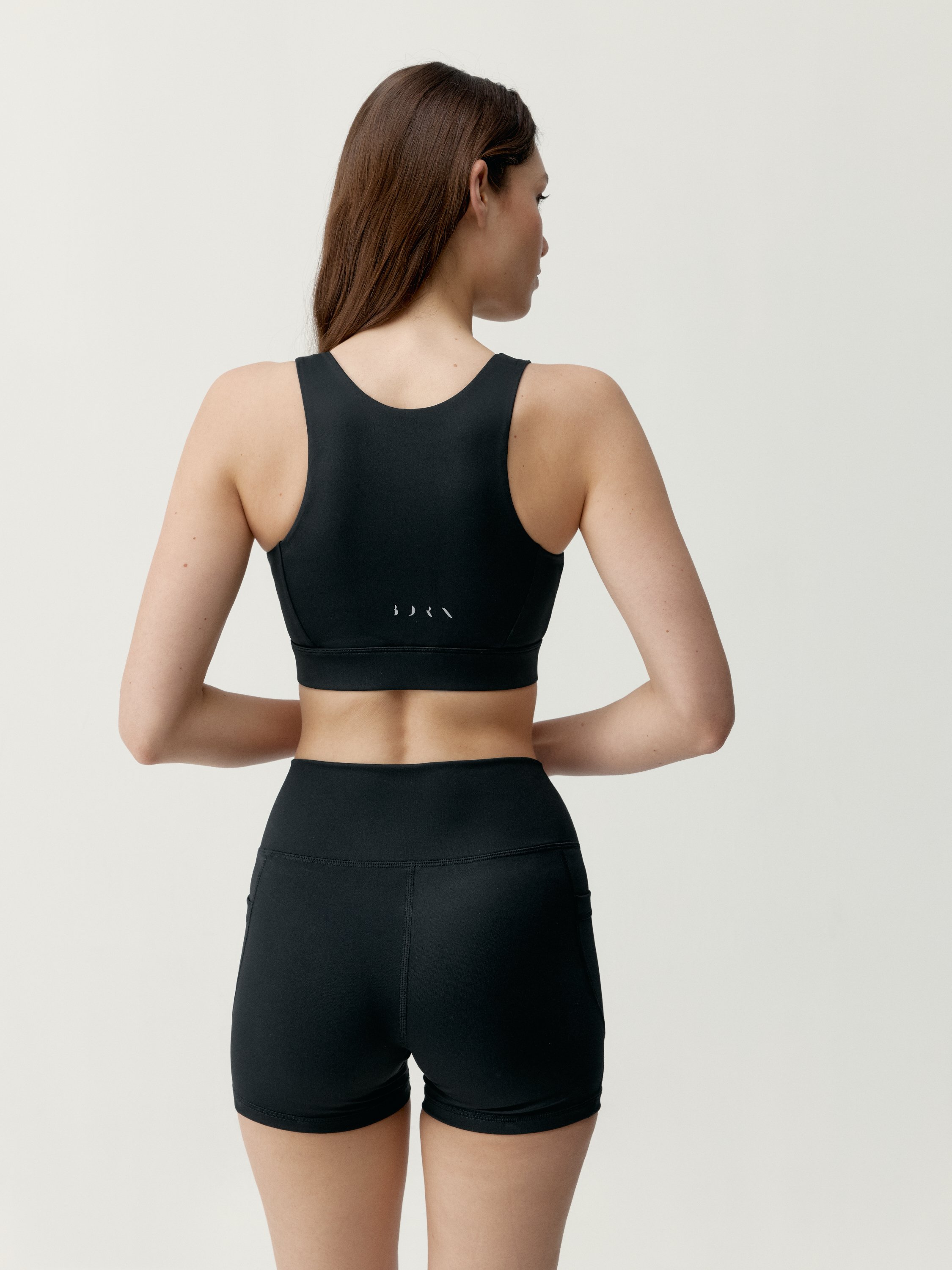 High-support sports bra with zip closure BORN Black