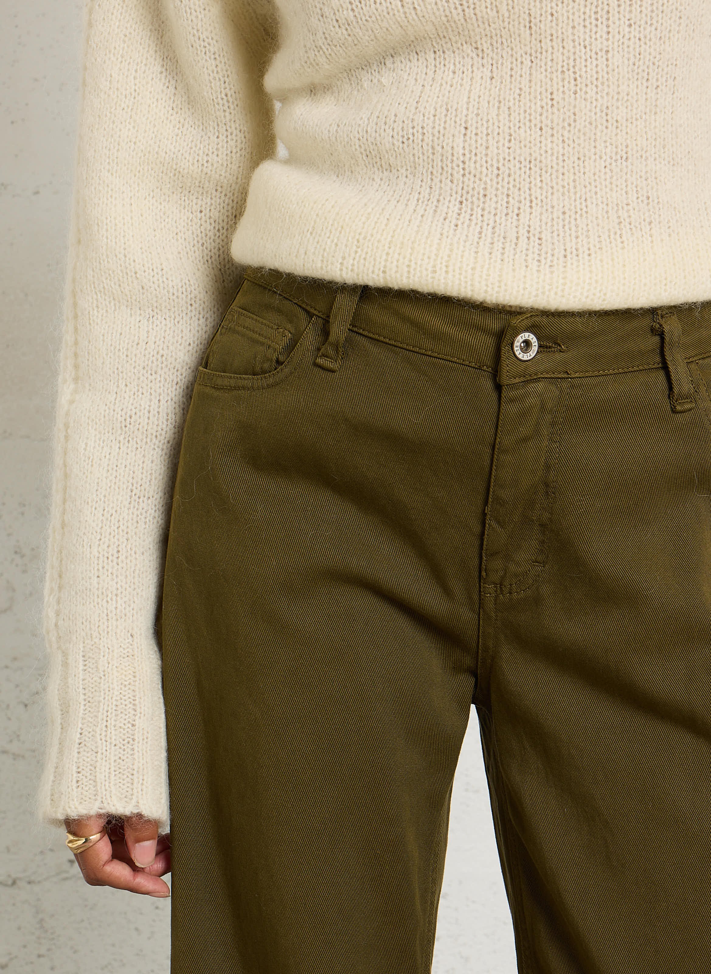 Flared Jeans mit hohem Bund PLEASE Khaki