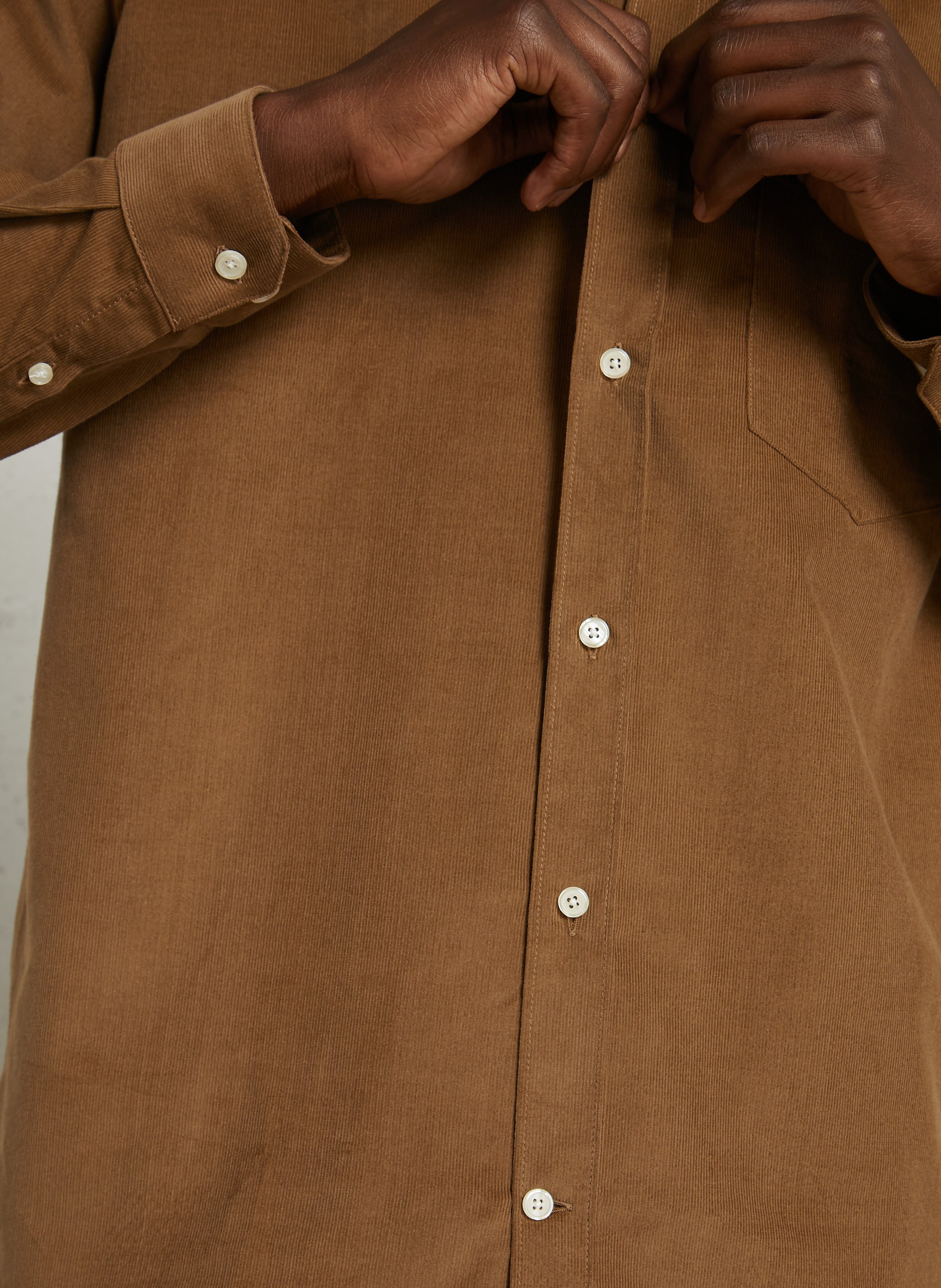 Chemise droite en coton côtelé AU PRINTEMPS PARIS Beige