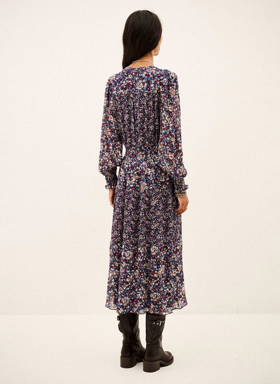 Robe midi à motif fleur BA&SH Bleu