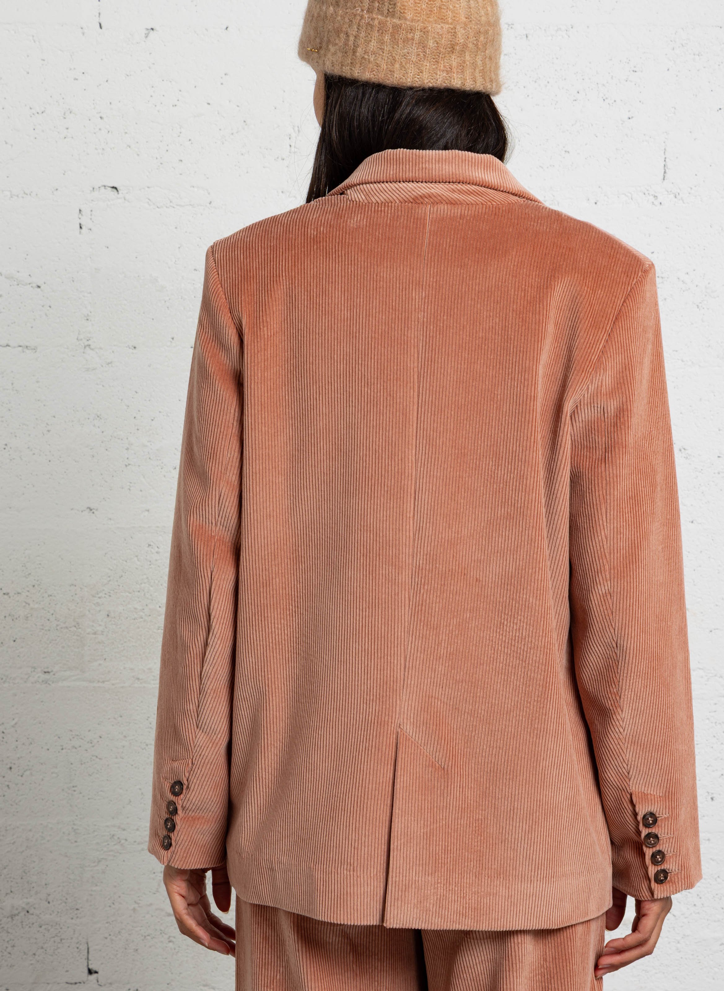 Veste col tailleur en coton DES PETITS HAUTS Rose
