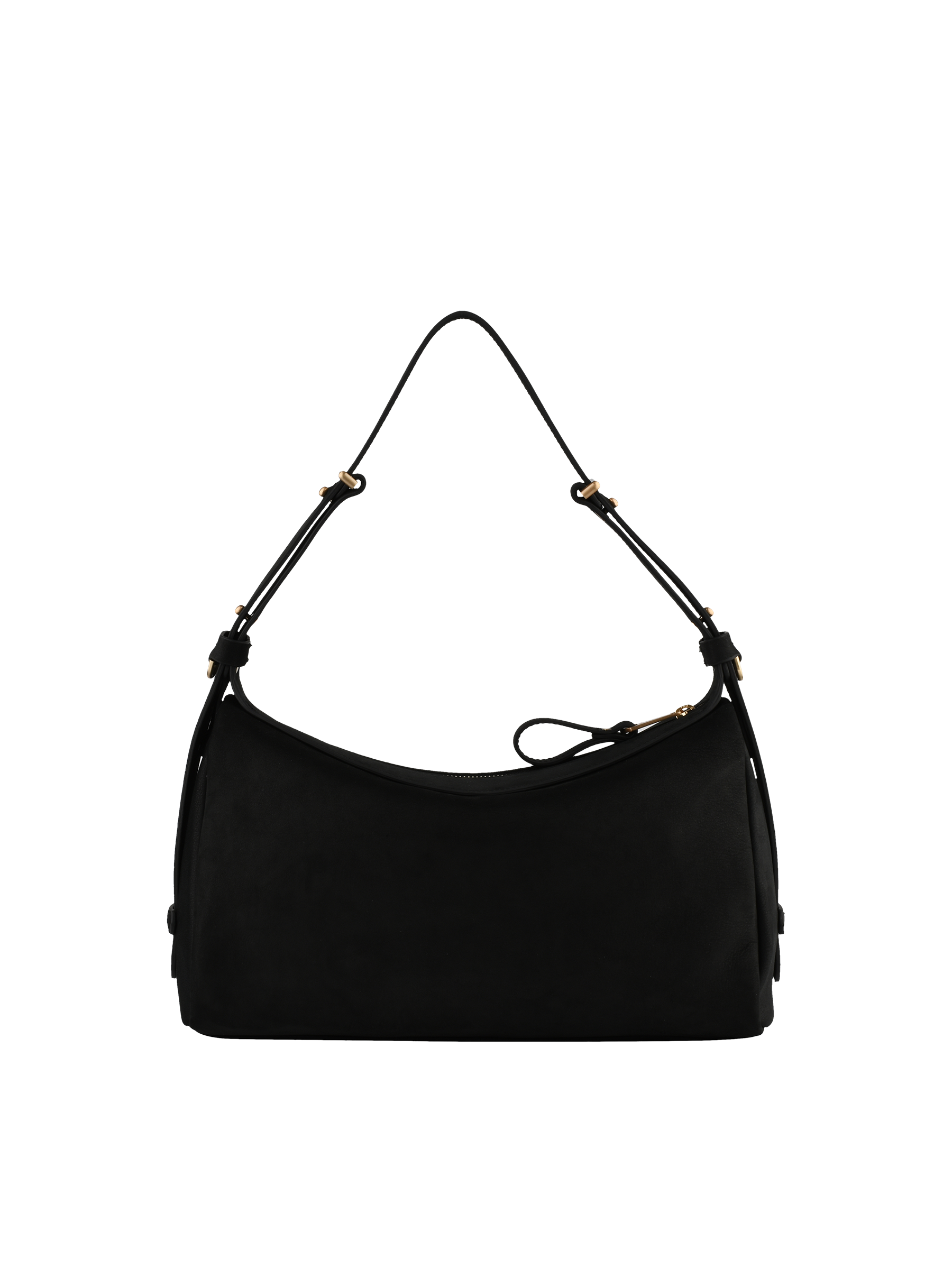 Sac porté épaule en cuir de vachette façon nubuck POURCHET Noir