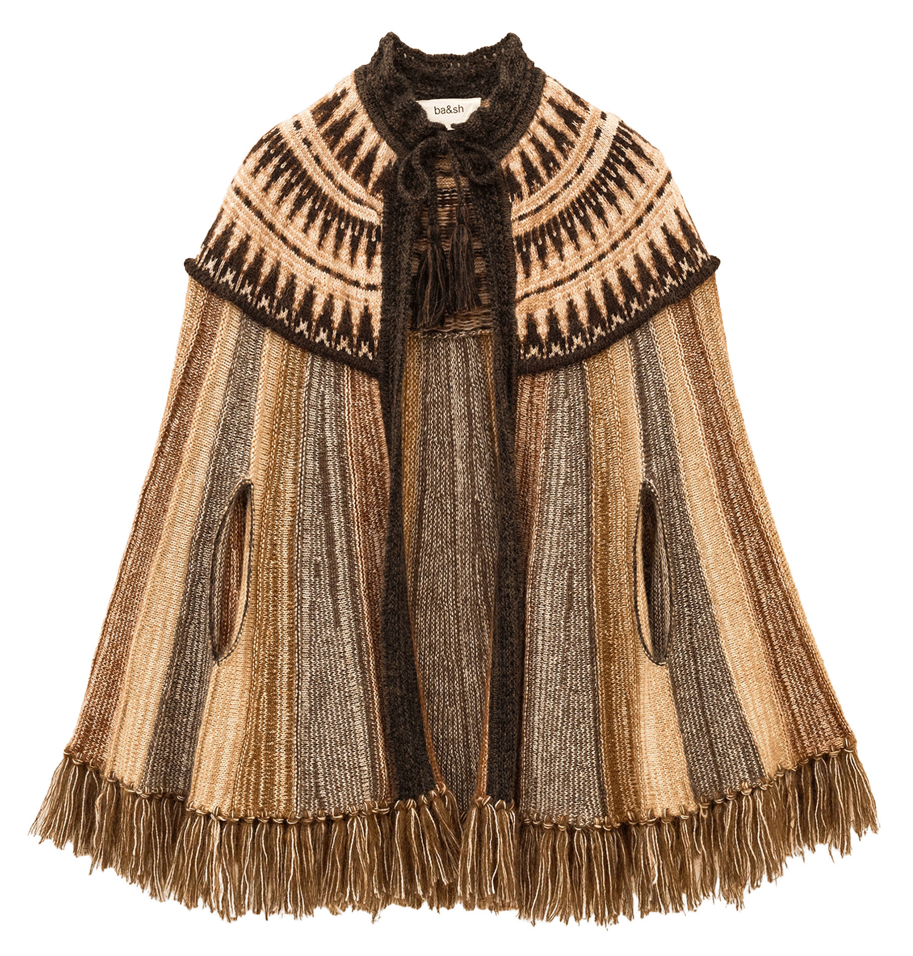 Weiter Poncho aus Wollmix BA&SH Braun