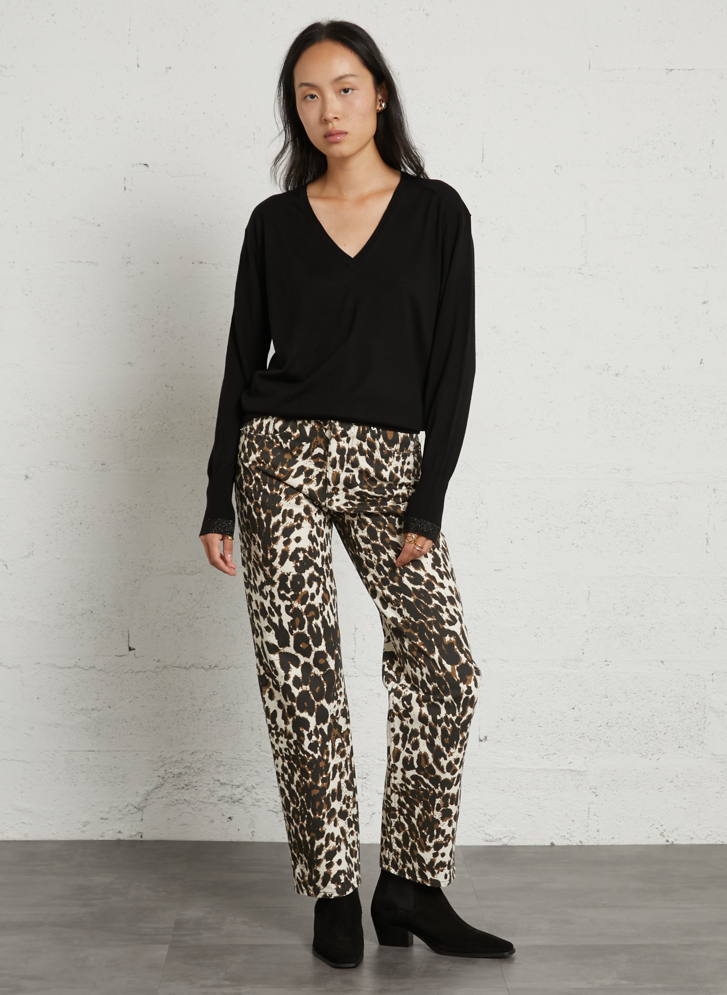 Gerade geschnittene Jeans mit Leopardenmuster aus Baumwolle IKKS Braun