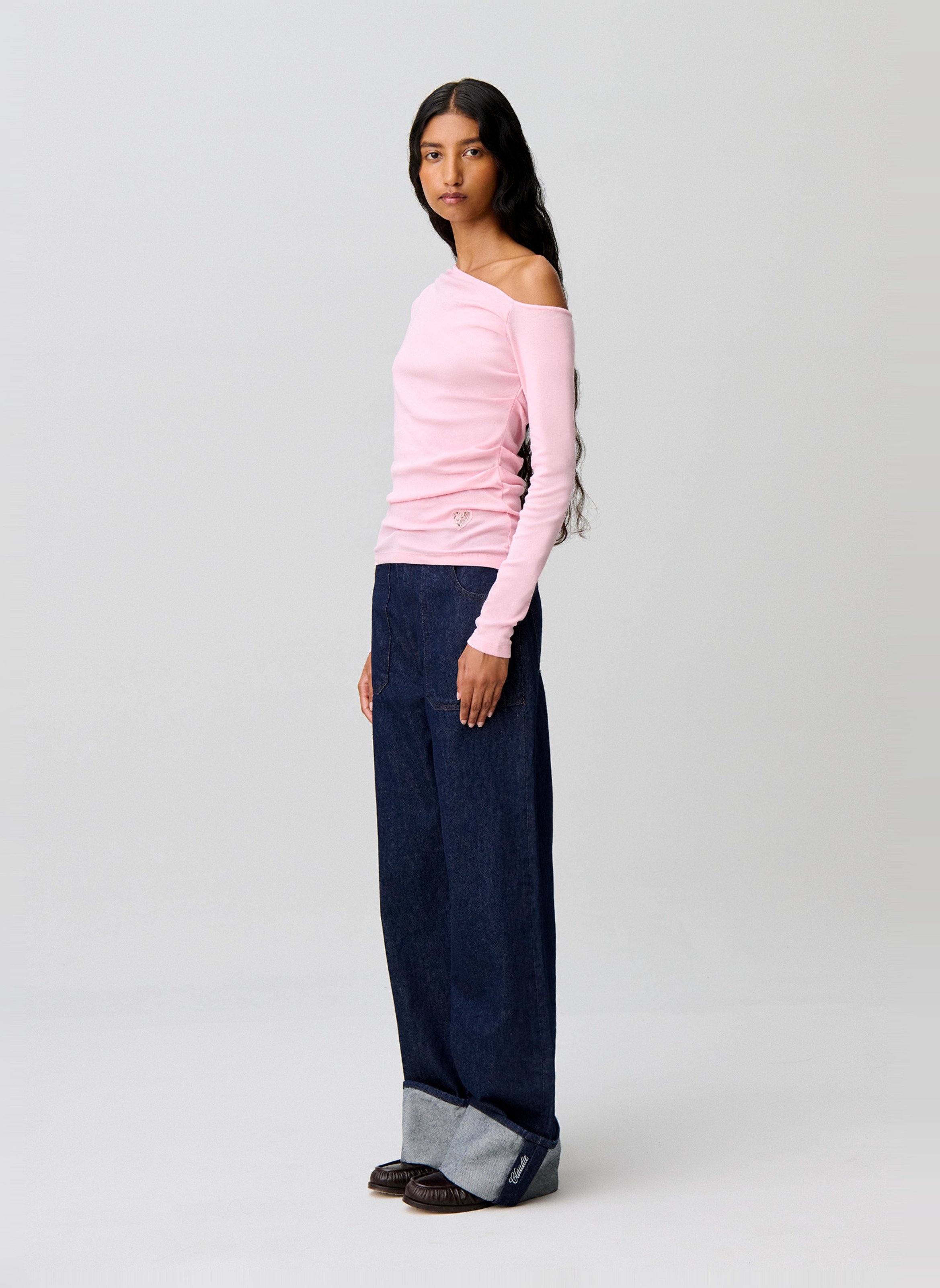 Top moulant asymétrique en coton CLAUDIE PIERLOT Rose