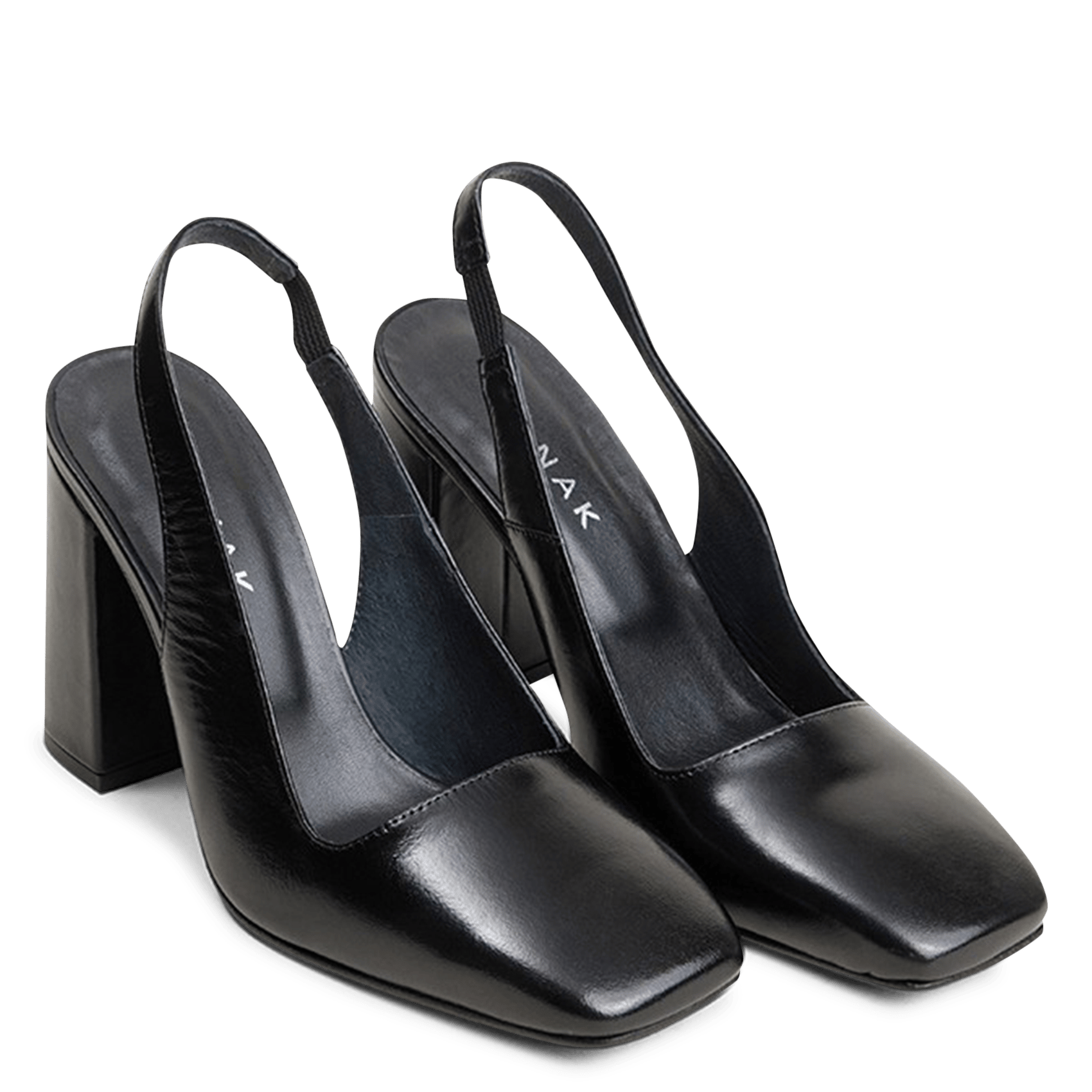 Square-toe leather heeled pumps JONAK Black