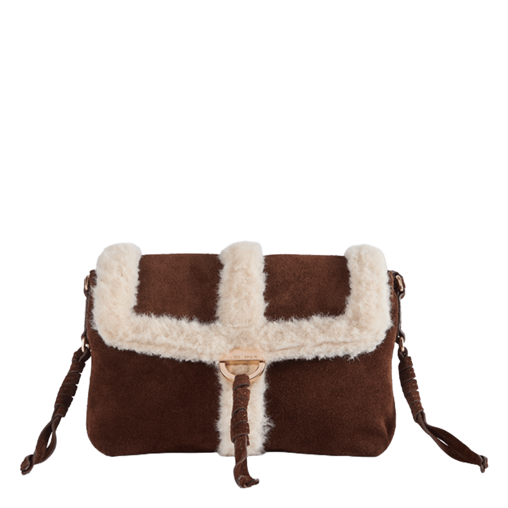 Pochette bandoulière à rabat en cuir VANESSA BRUNO Marron
