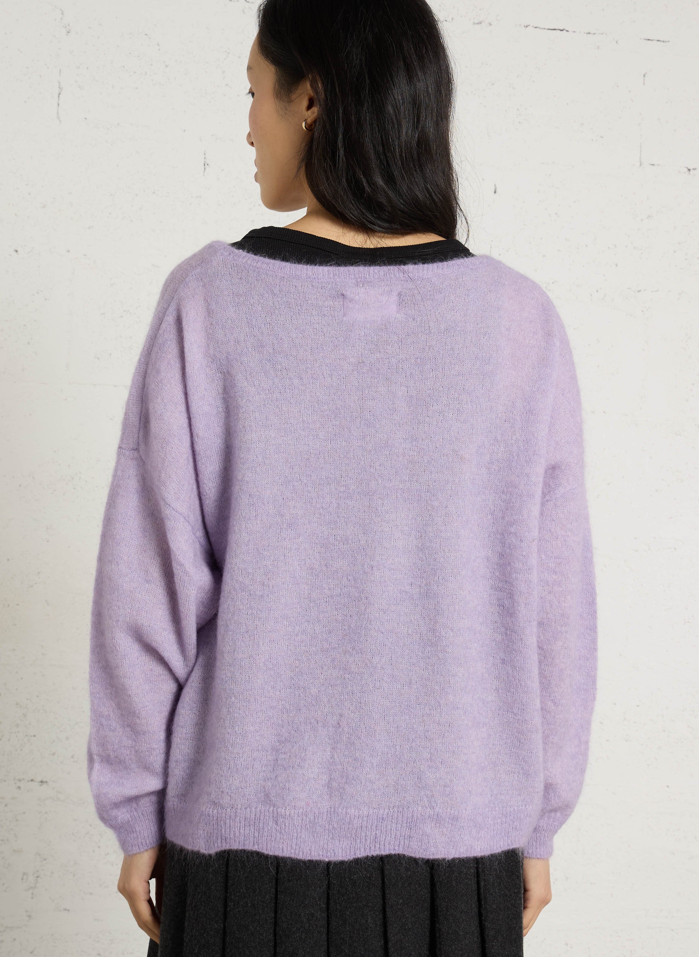 Pull ample col rond en laine mélangée DES PETITS HAUTS Violet