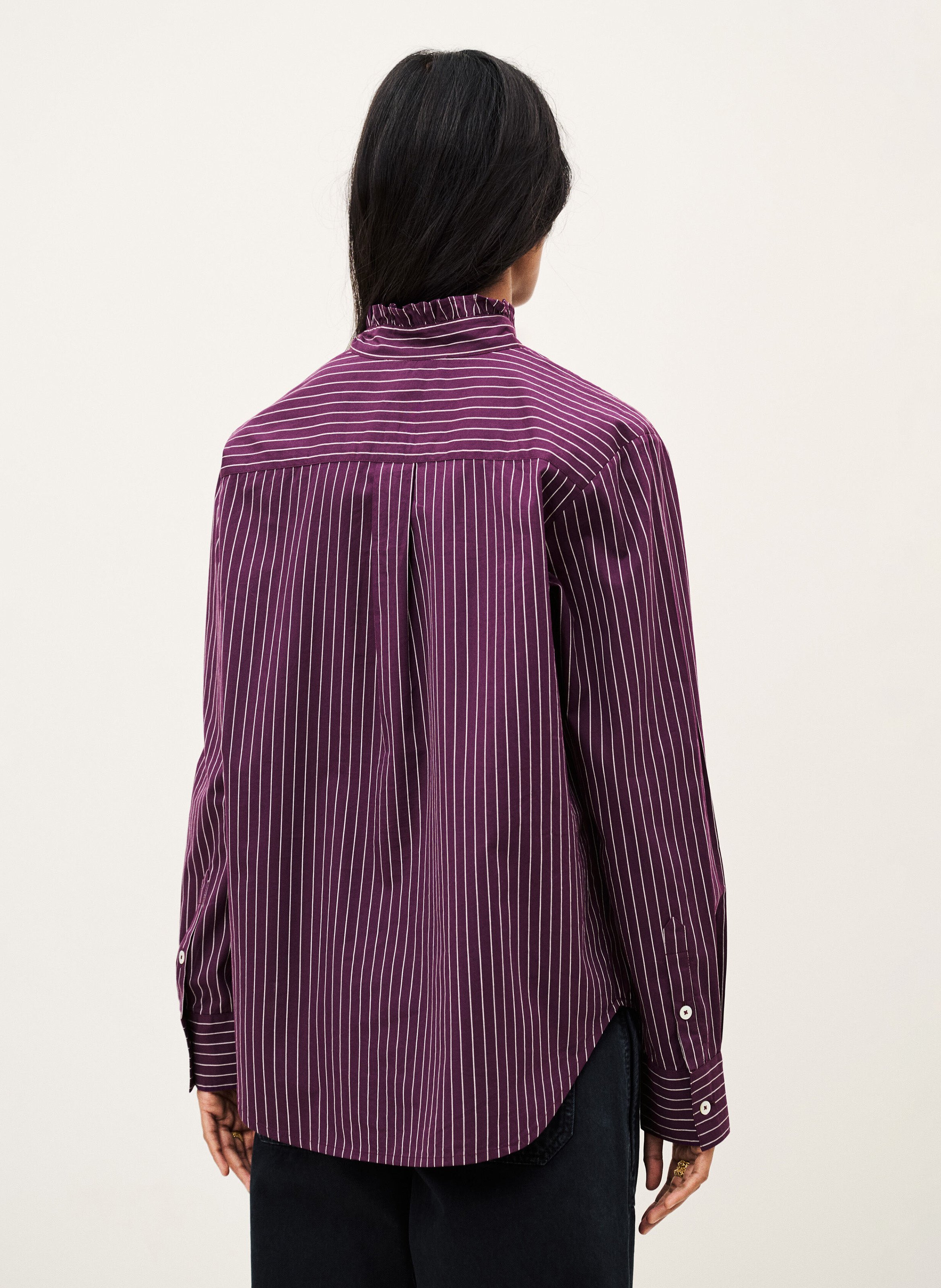 Chemise droite à rayures en coton BA&SH Prune