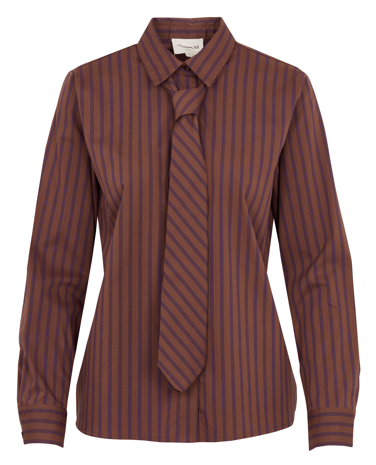 Chemise droite rayée à cravate MAISON 123 Violet