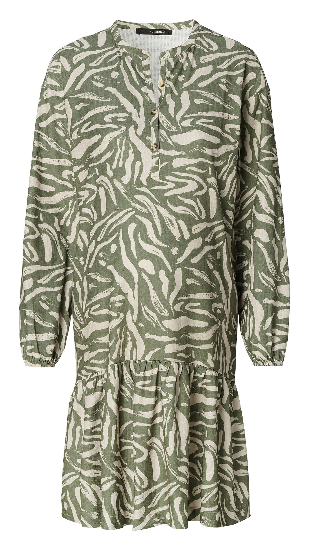 Lange zwangerschapsjurk met volants SUPERMOM Kaki