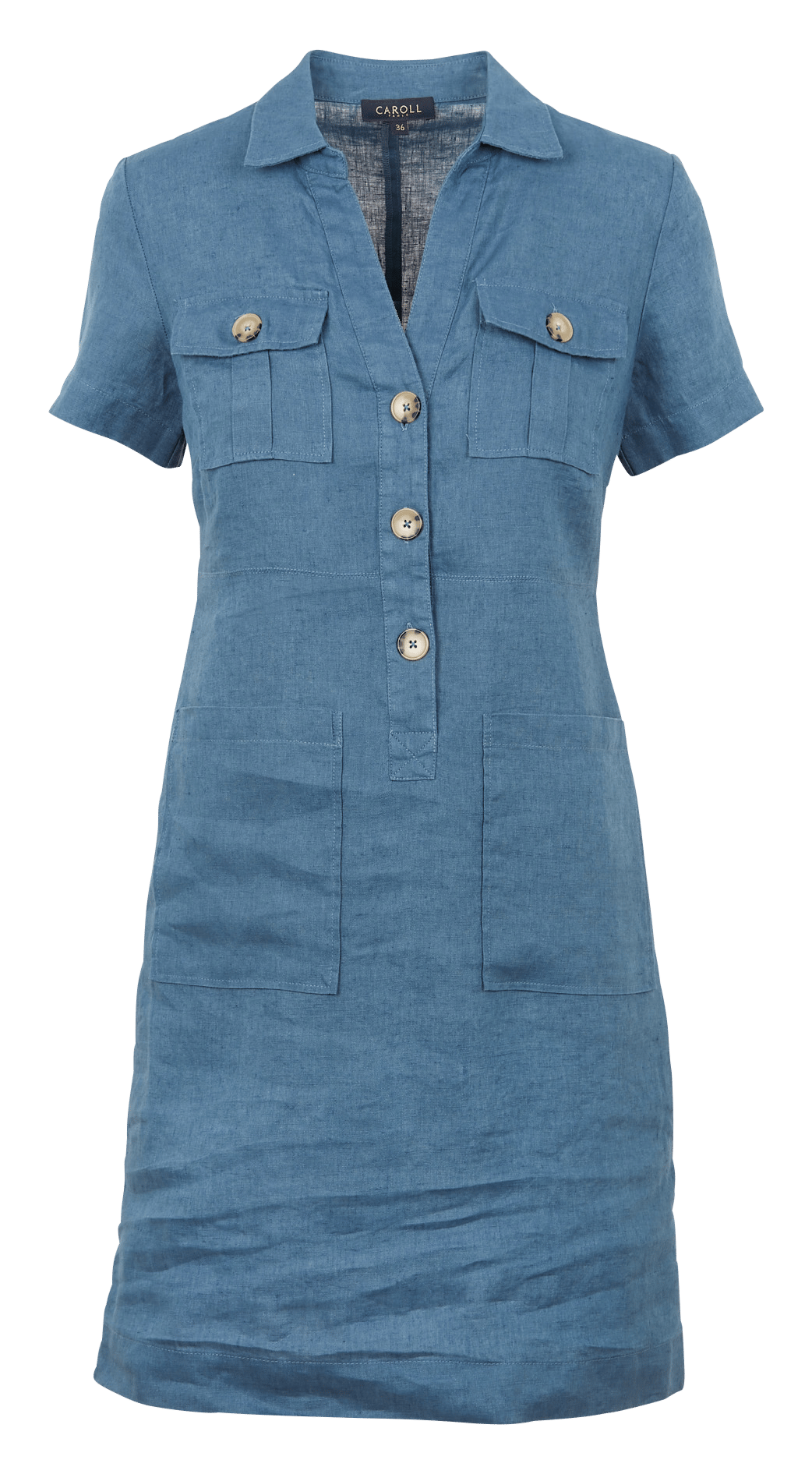 Robe courte en lin CAROLL Bleu