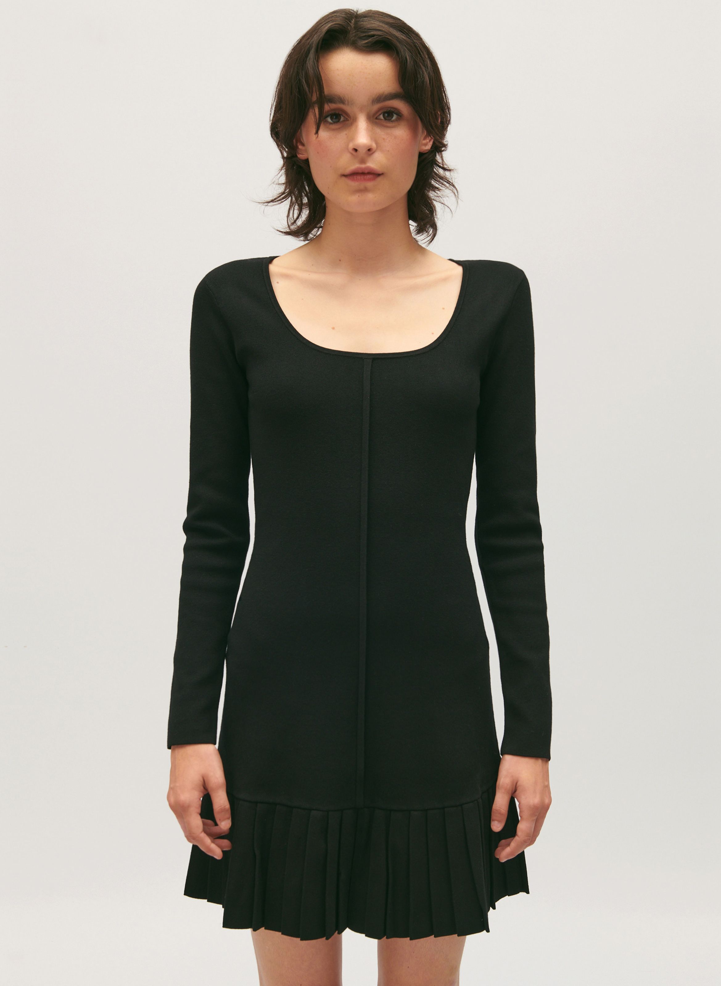 Short Fitted Square neck Dress Noir Claudie Pierlot Women