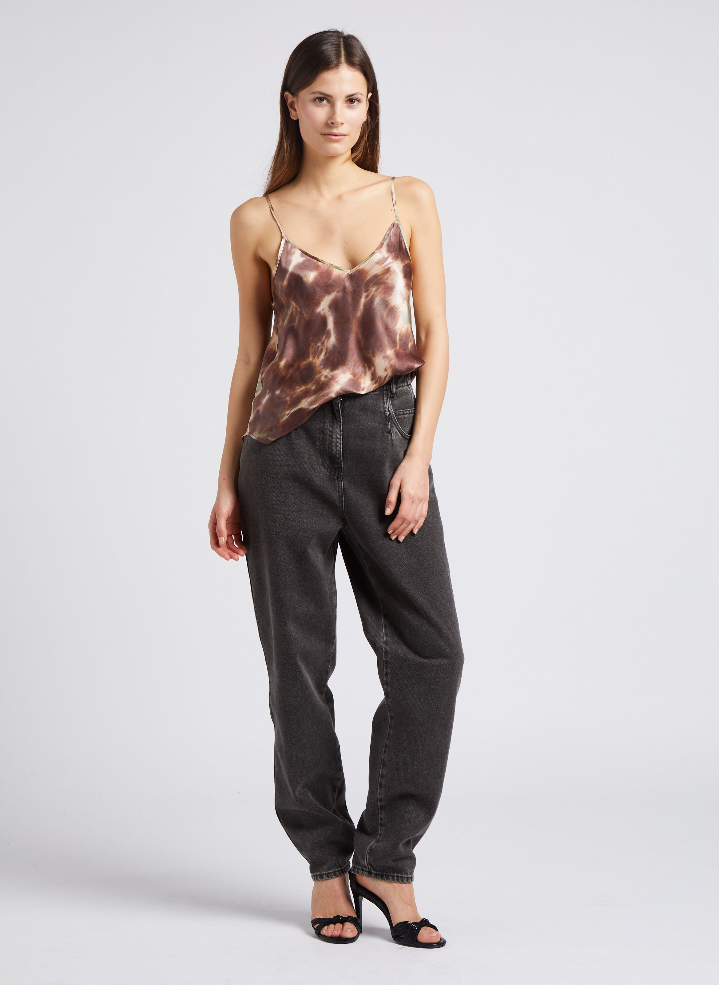 High-waisted cotton carrot jeans IRO Grey