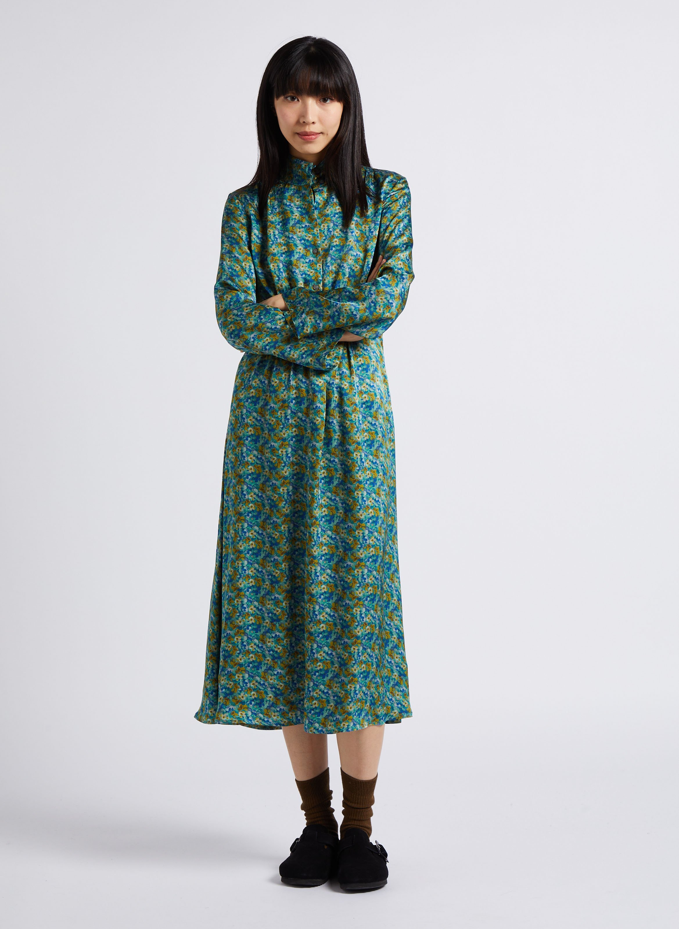 Robe longue à col montant ATTIC AND BARN Vert