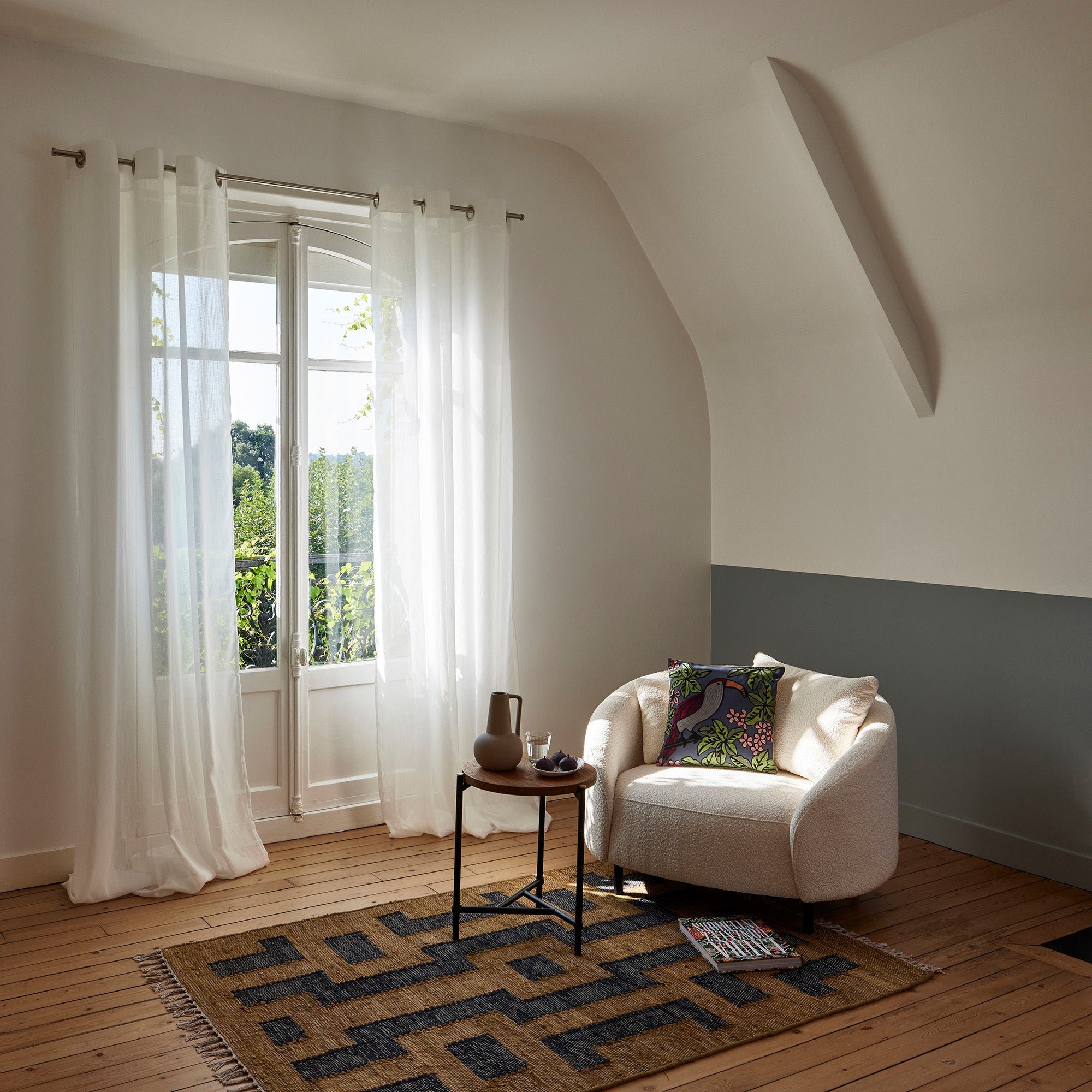 MILOS - Net curtain with eyelets MADURA White